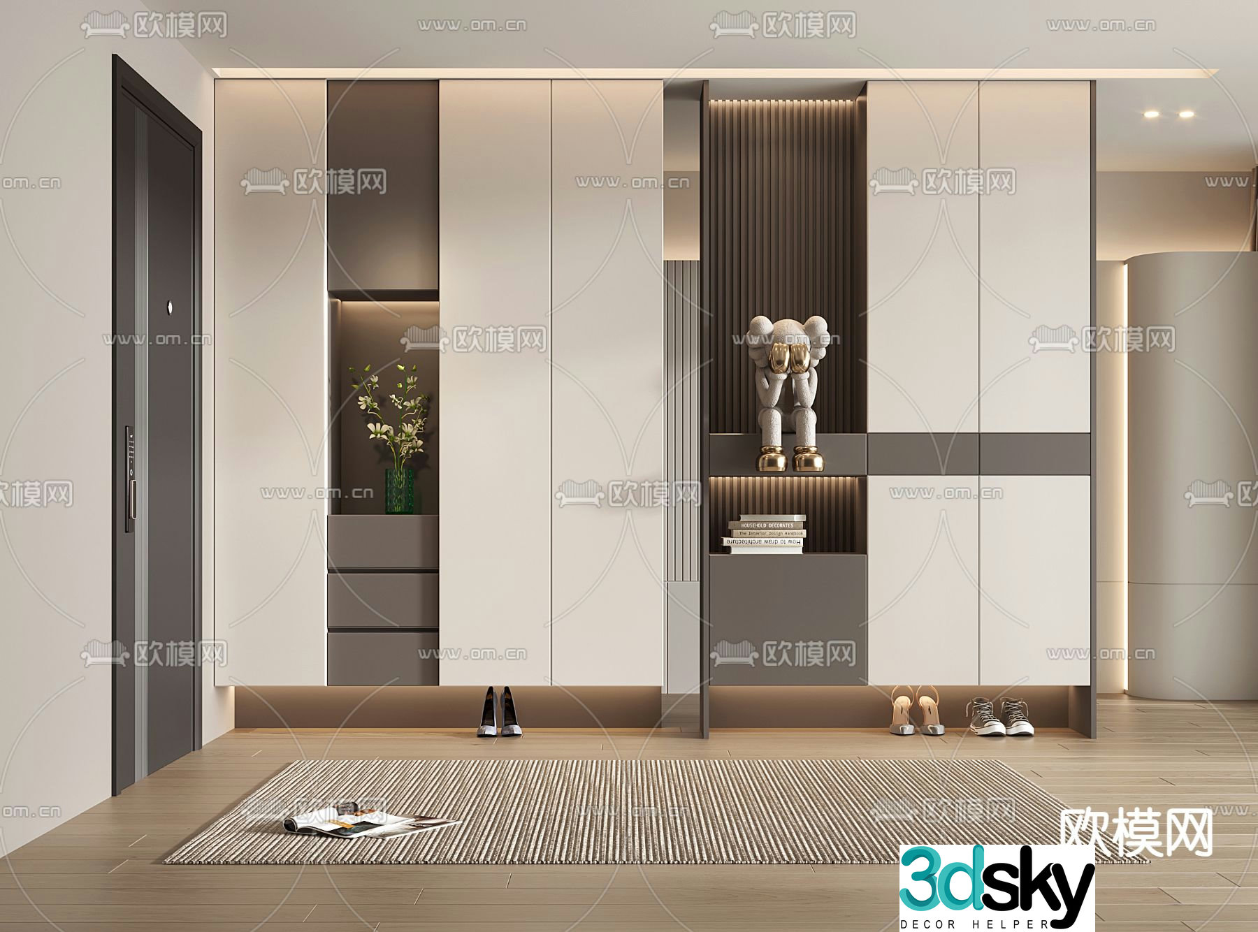 Entrance shoe cabinet partition 3d model
