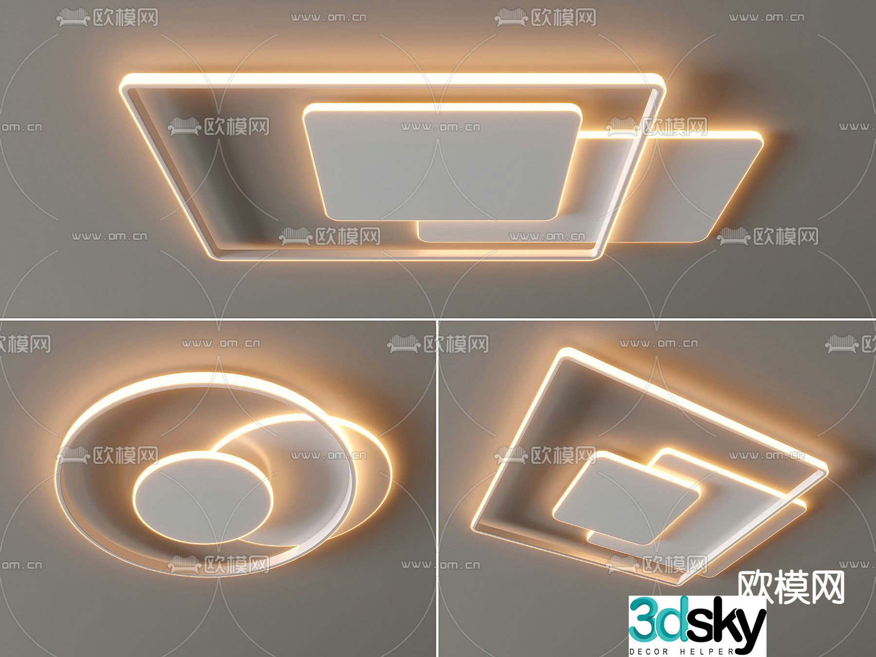 Geometric ceiling lamp bedroom lamp 3d model