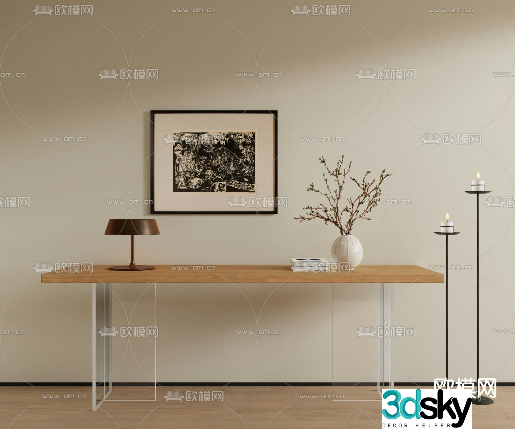 3D model of Duanjing strip entrance hall desk