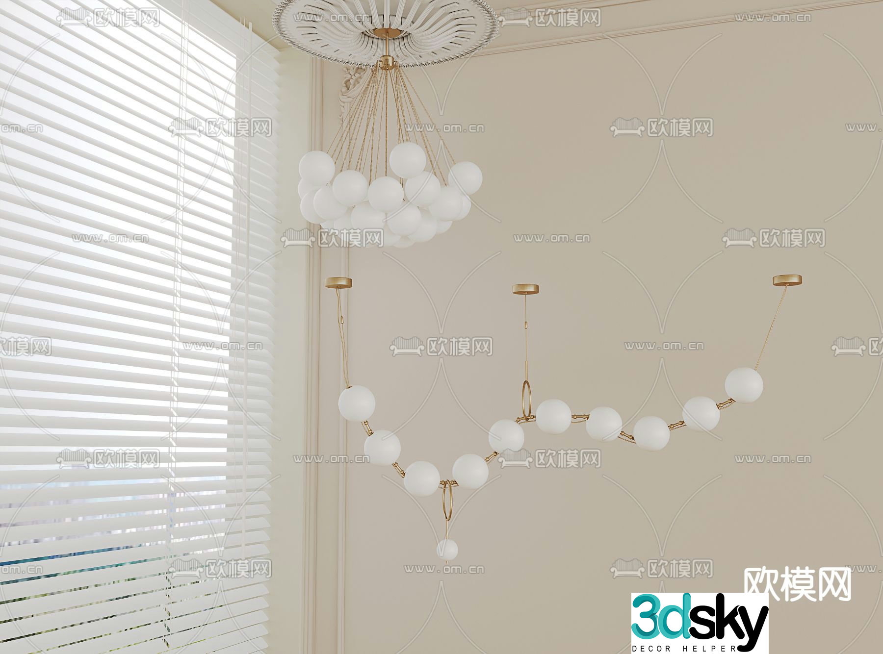 French chandelier beaded chandelier lobby chandelier 3D model