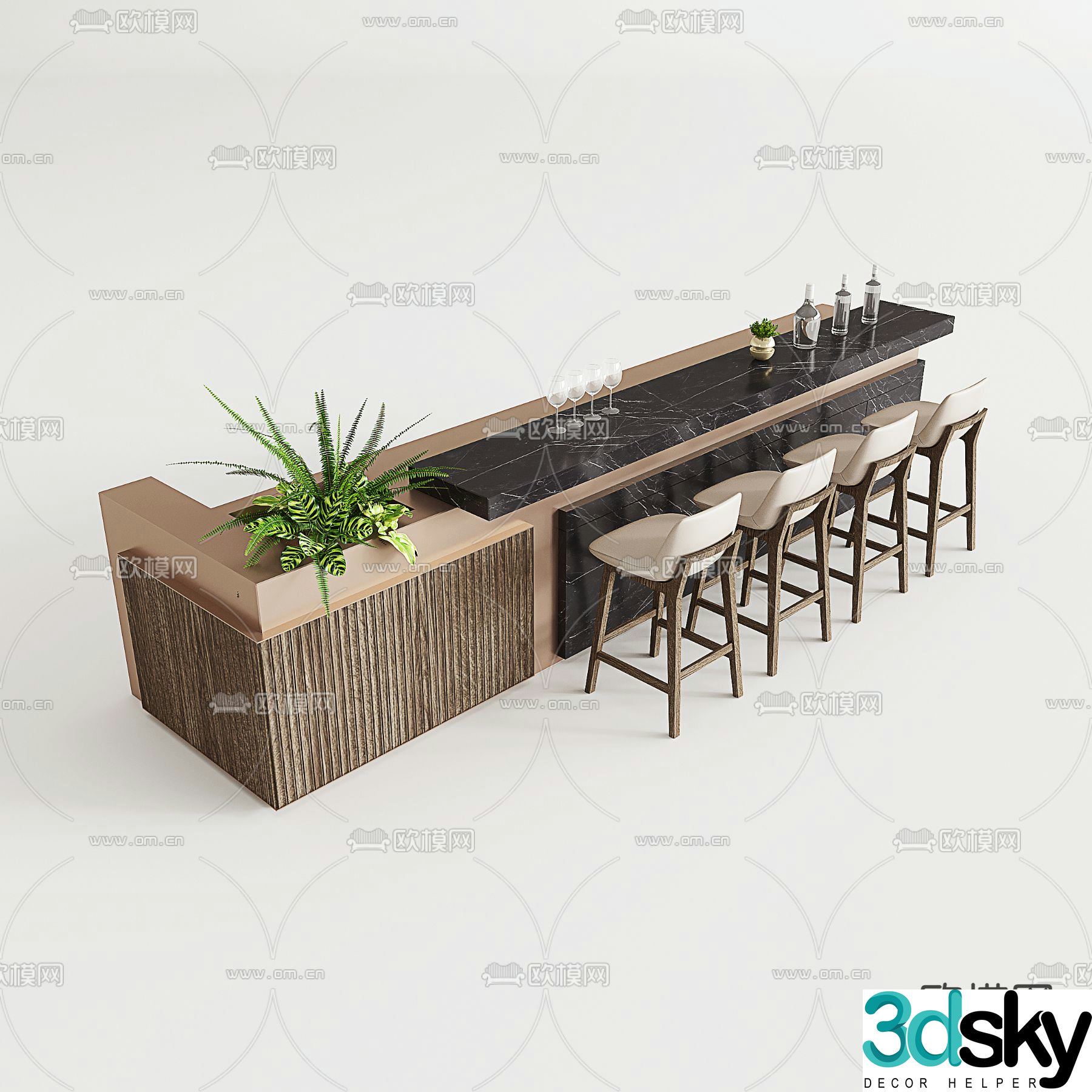 Modern bar water bar 3d model