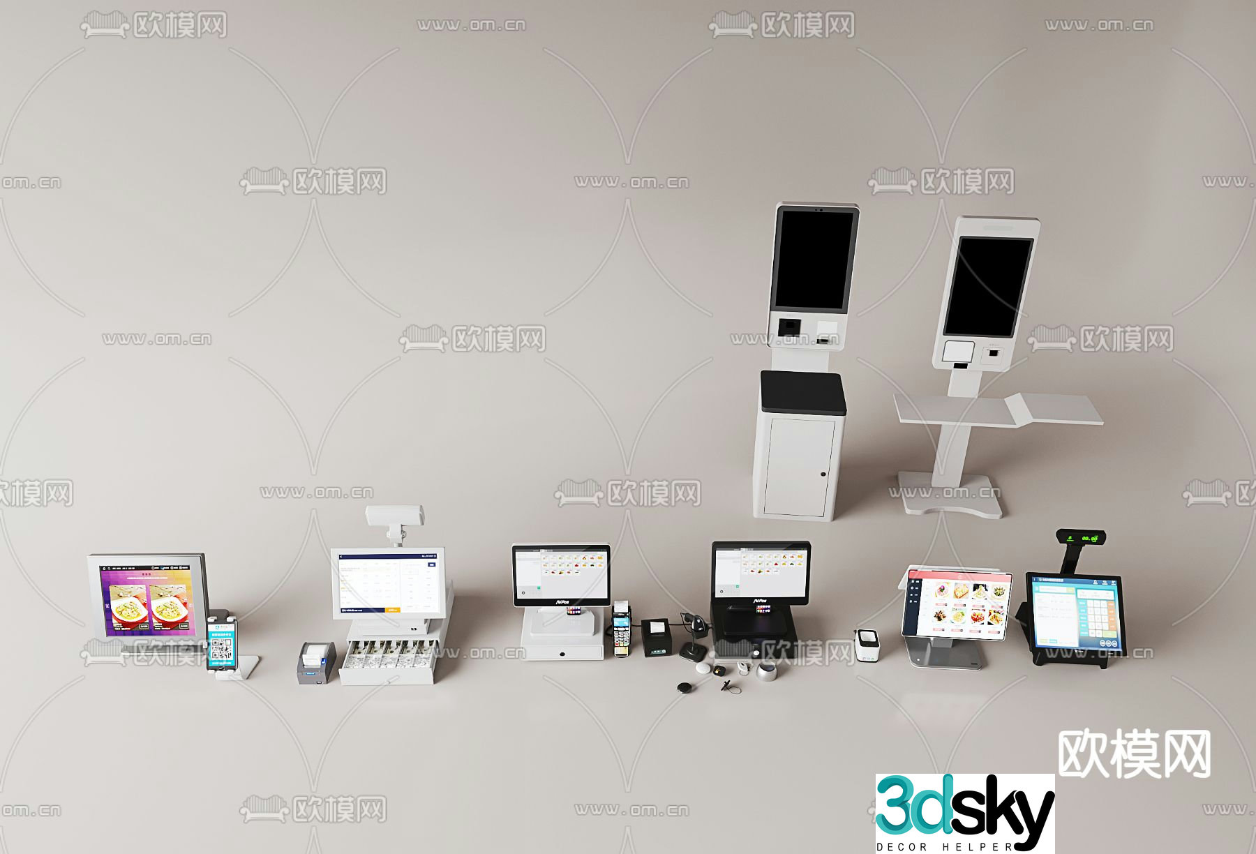 Cash register scanner payment machine service desk 3d model