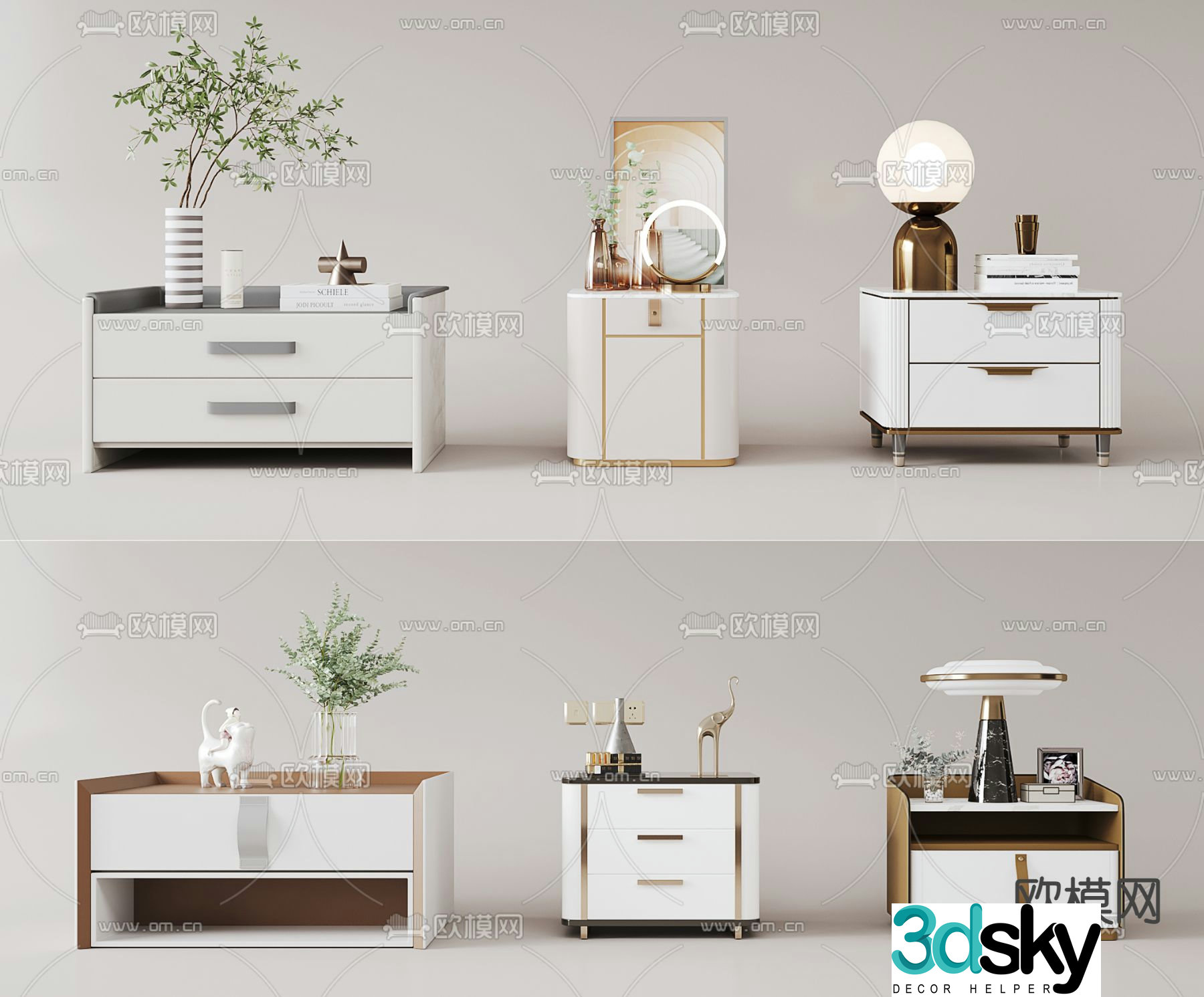 Light luxury bedside table 3D model