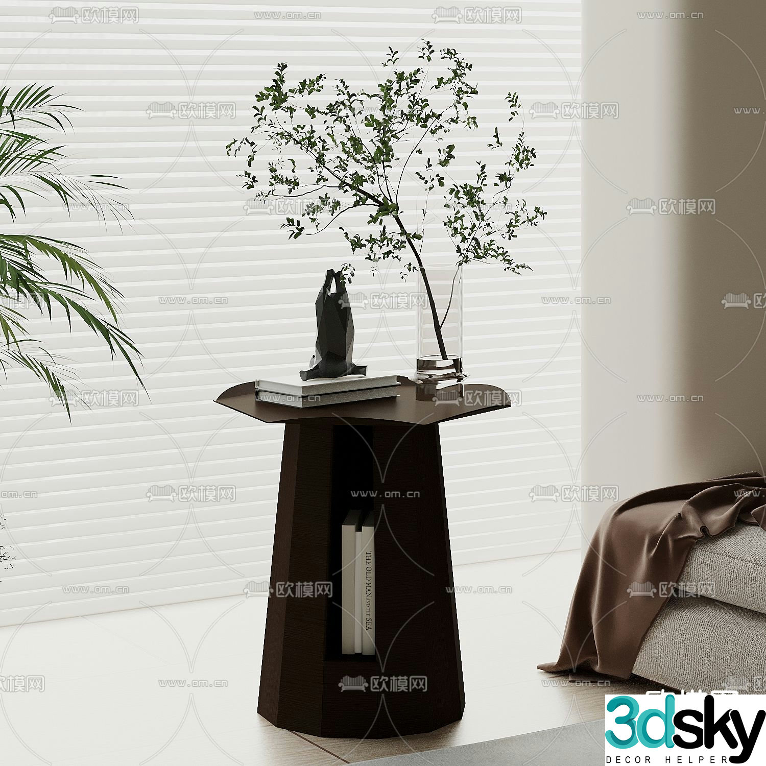 Modern side table round table angle table 3D model