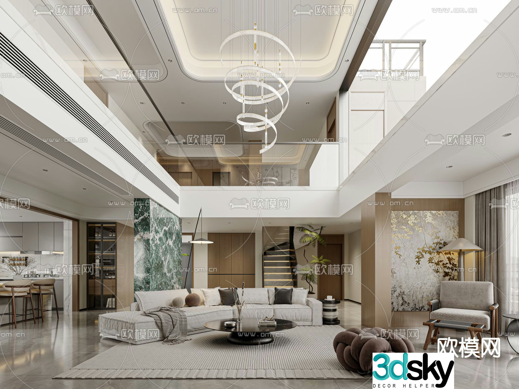 Villa living room Villa lobby 3d model