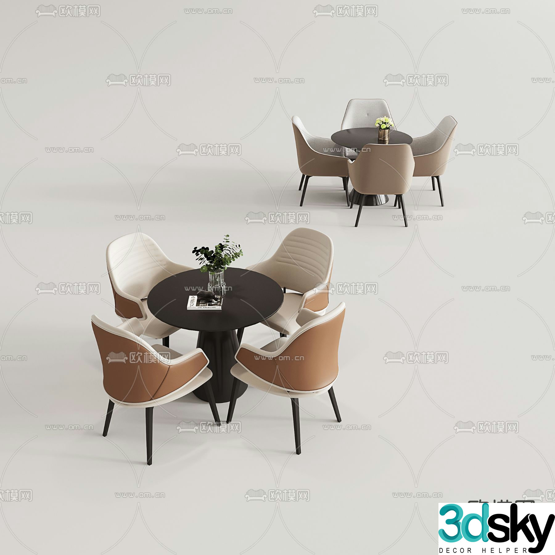 Negotiation tables and chairs leisure tables and chairs small round table 3D model