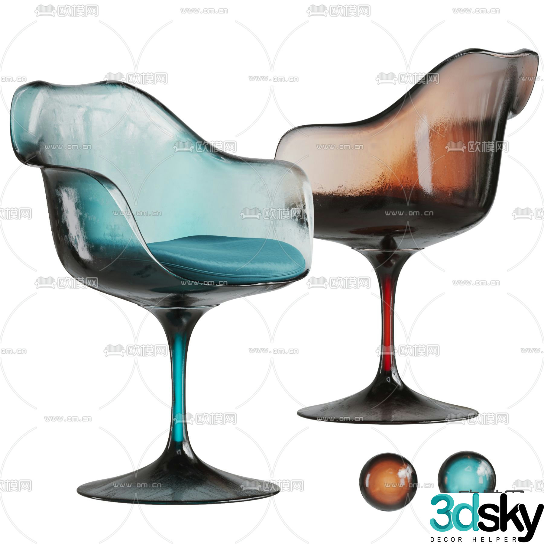 edra acrylic chair queen chair 3d model