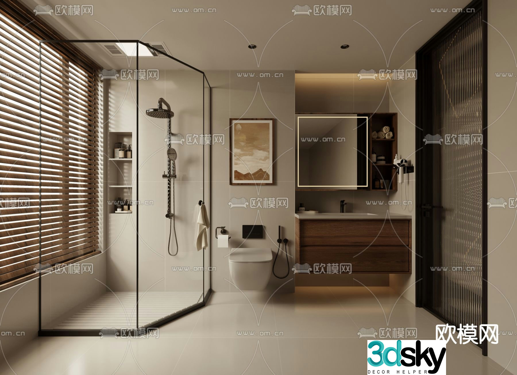 Middle style bathroom 3d model