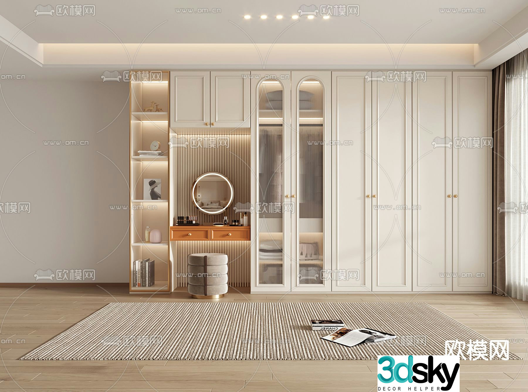 Simple European Wardrobe Wardrobe 3D model