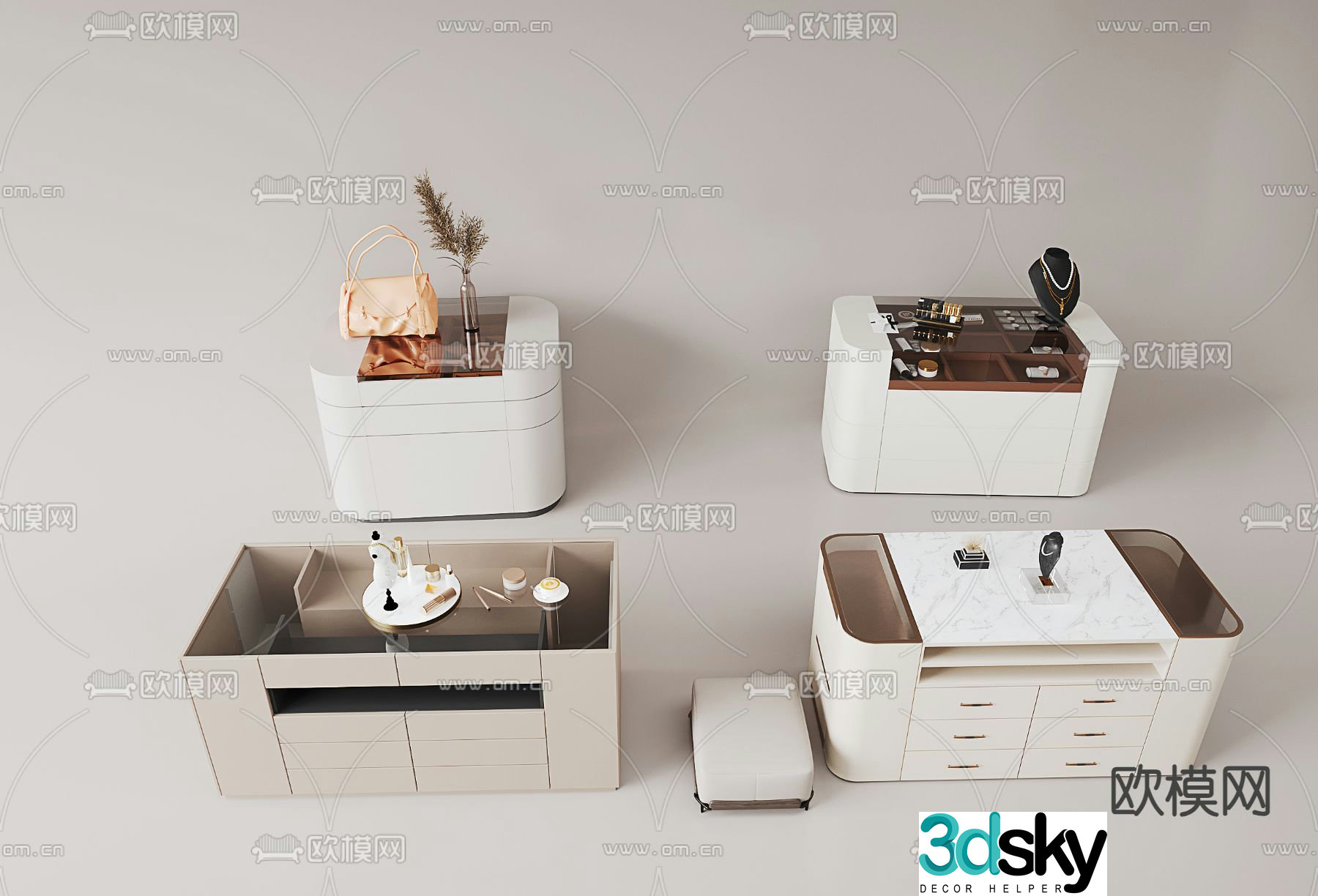 Zhongdao Desk Jewelry Cabinet Jewelry Cabinet 3D Model