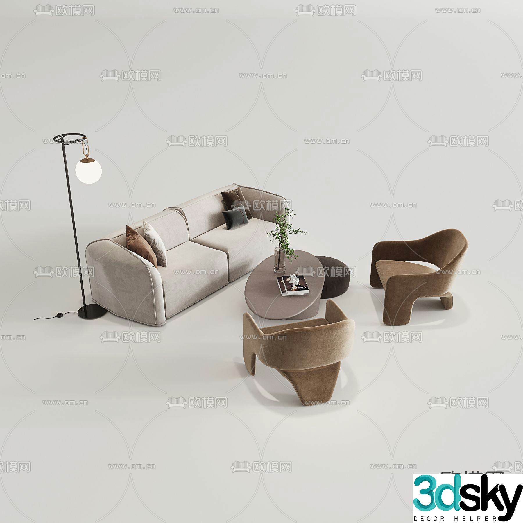 Modern sectional sofa 3d model