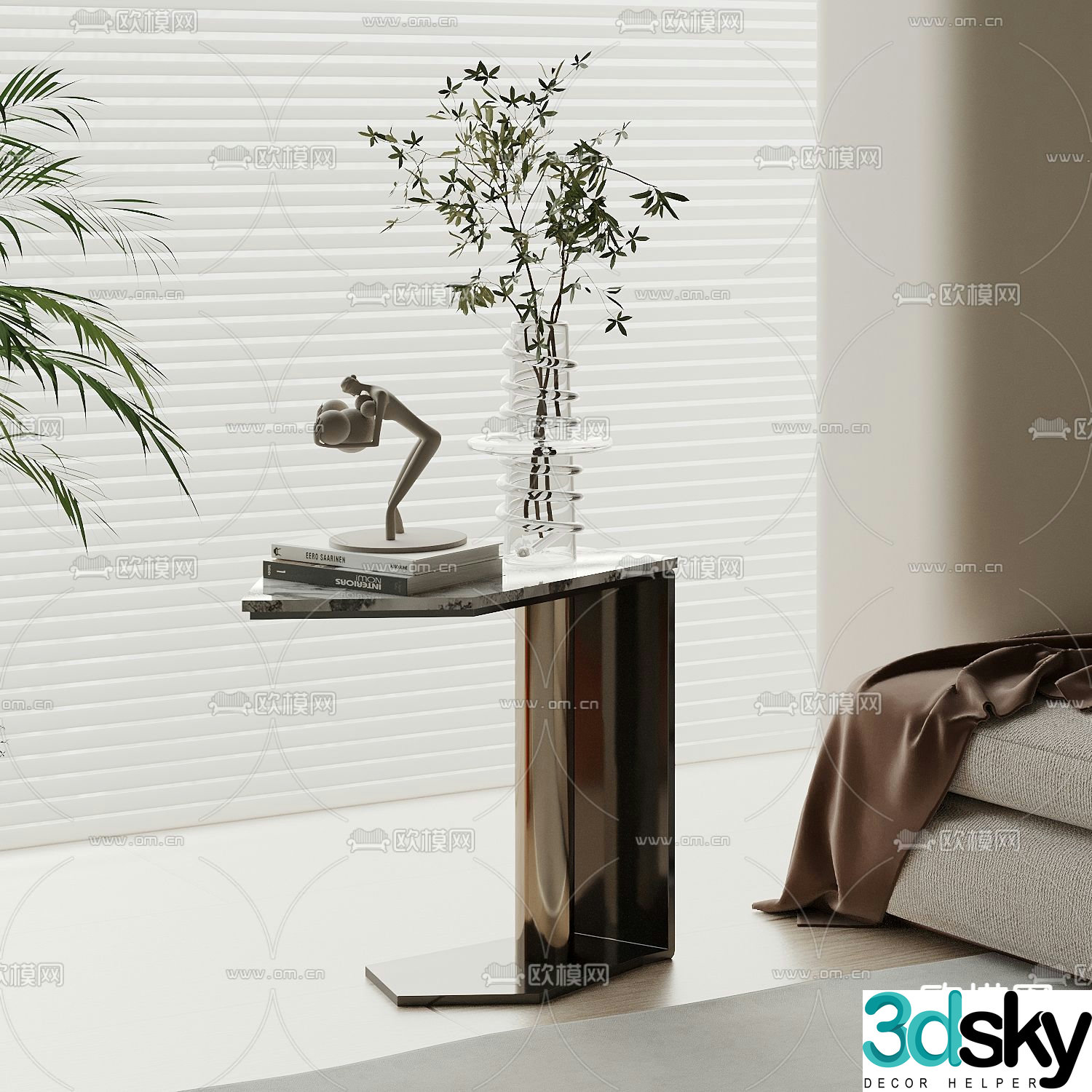 Modern side table round table corner table 3D model