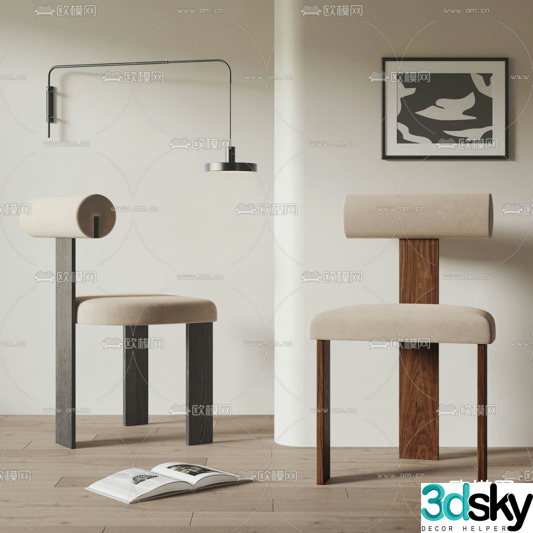 Wabi-sabi chair dining chair 3d model