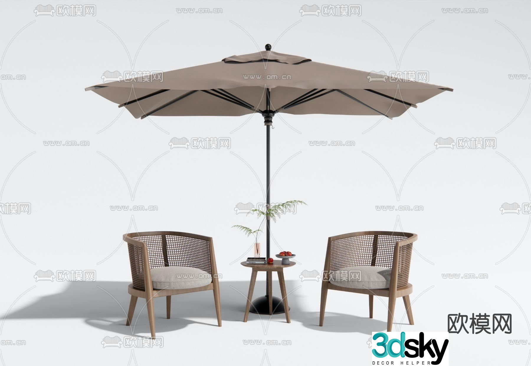 Outdoor sofa rattan sofa parasol 3d model