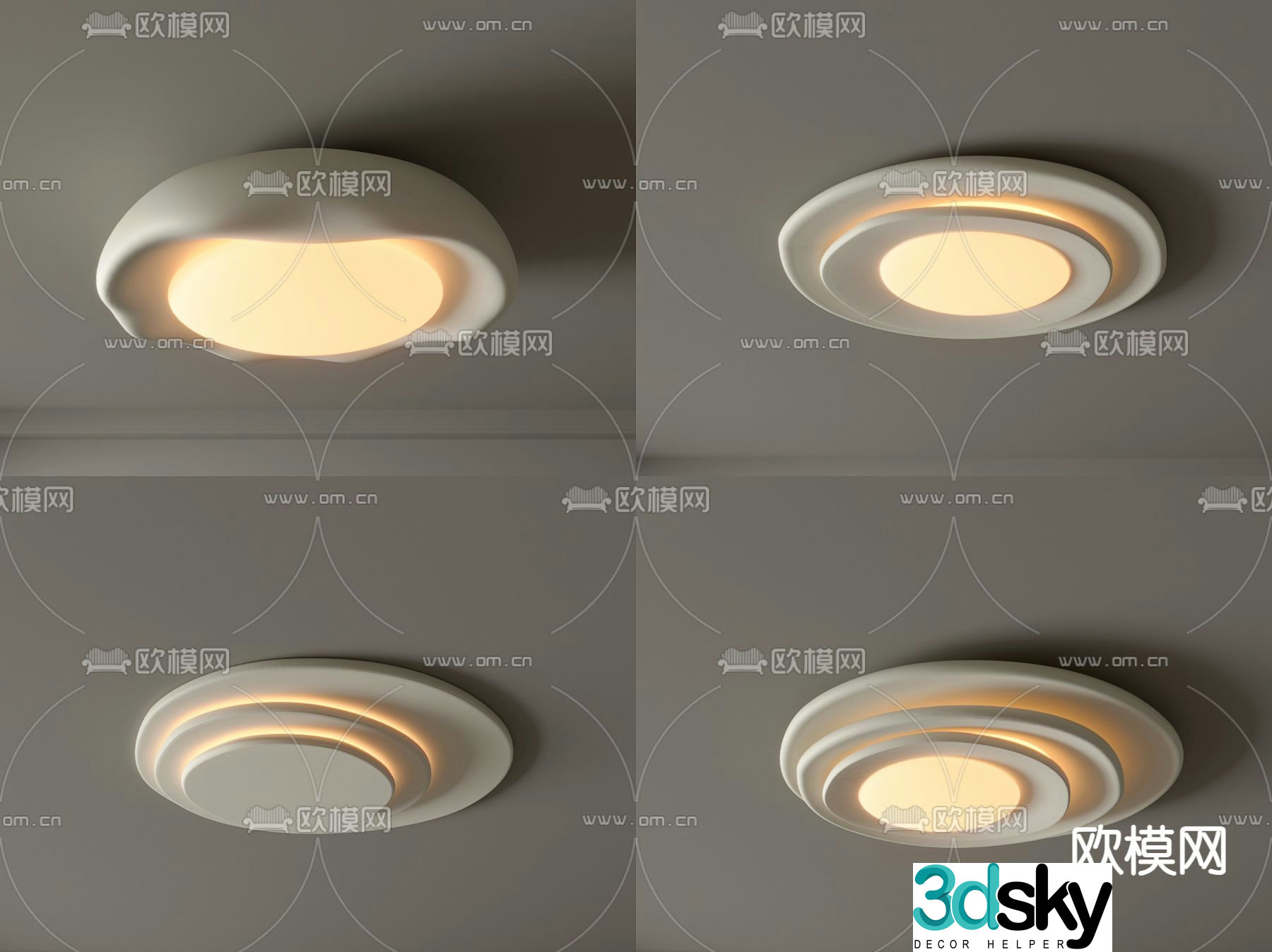 Round ceiling lamp bedroom lamp 3d model