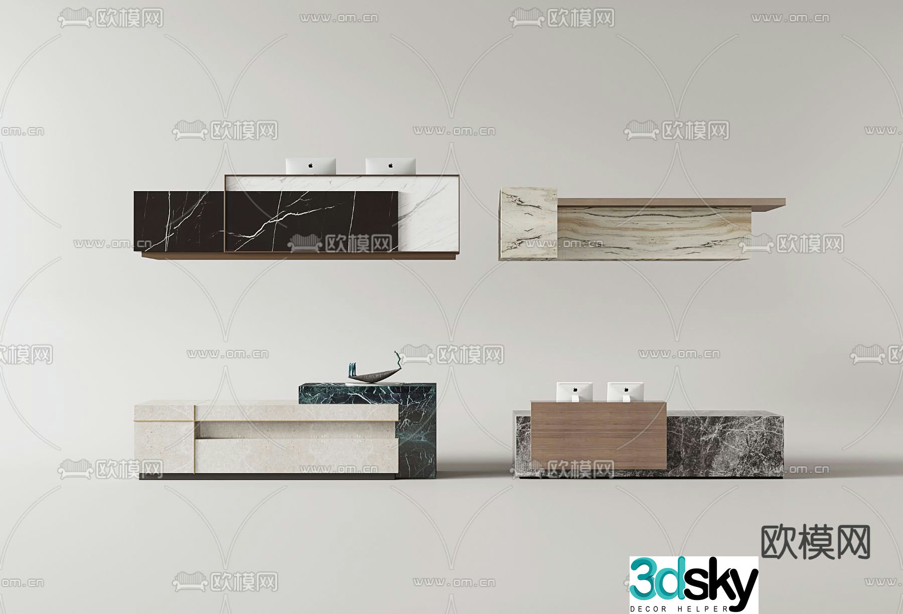 service desk reception desk front desk 3d model