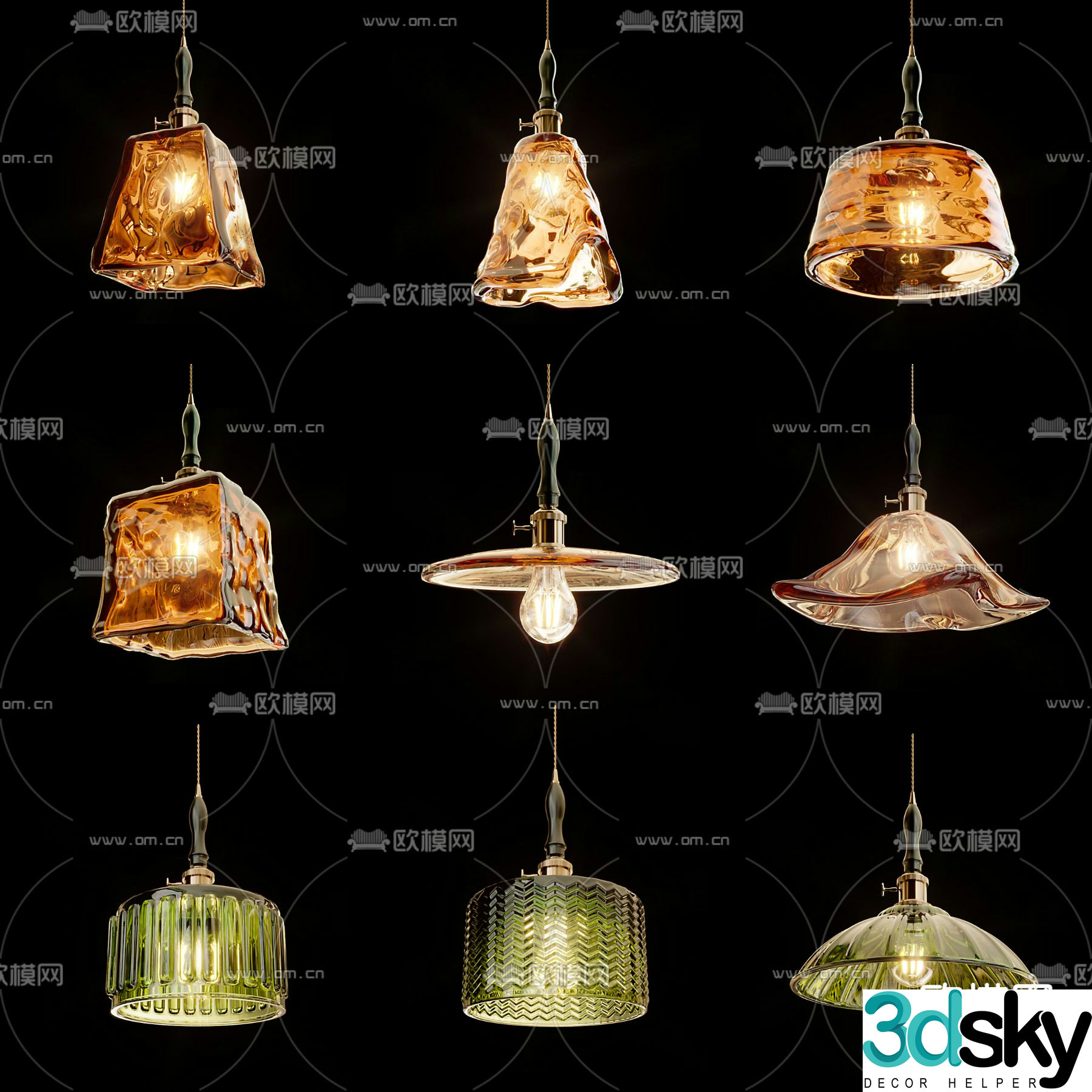 Japanese small chandelier retro small chandelier 3d model