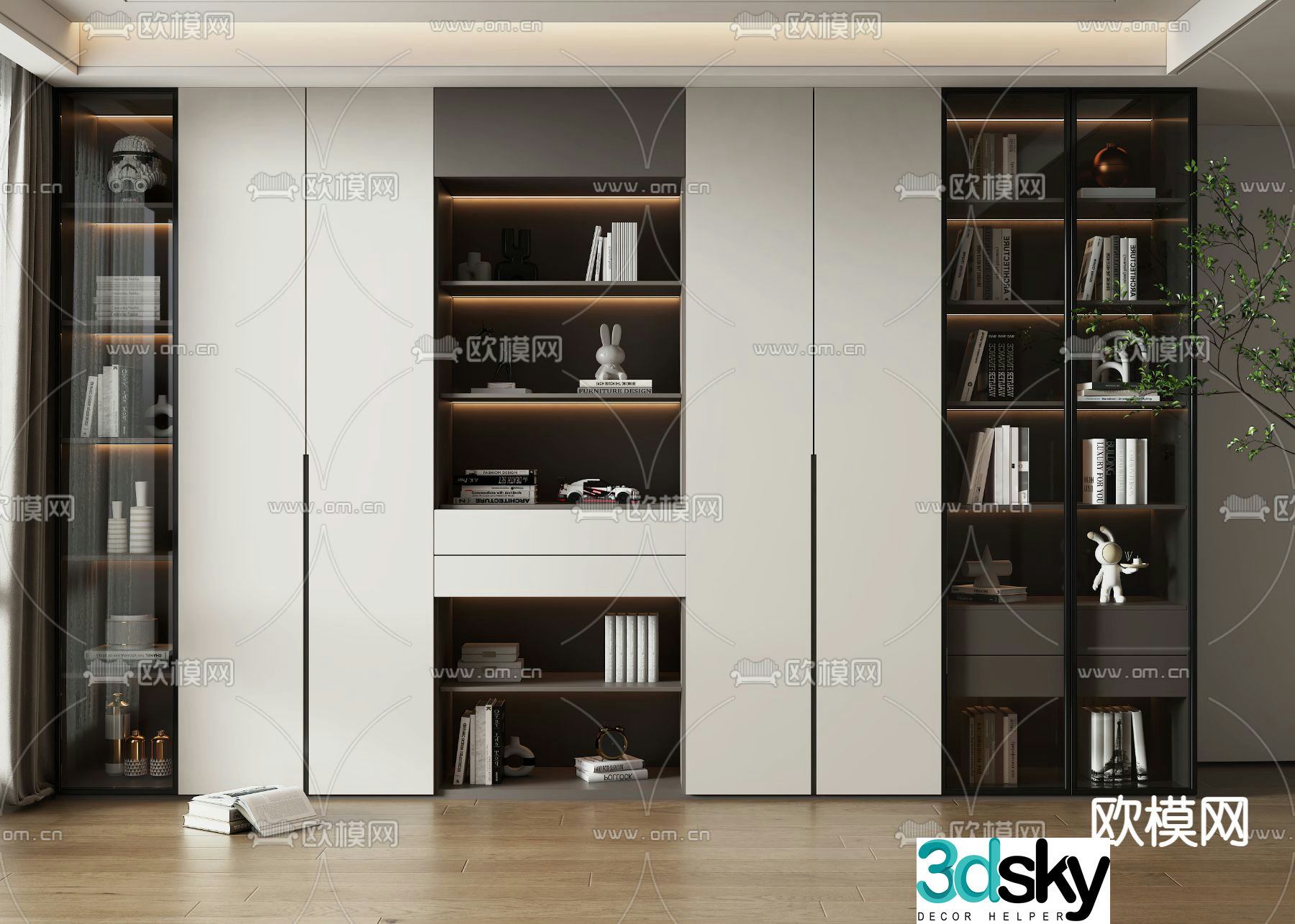Modern bookcase Bookshelf 3D model