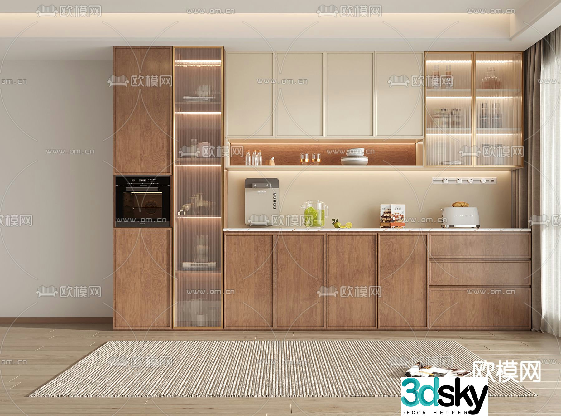 Middle-aged wine cabinet sideboard 3D model