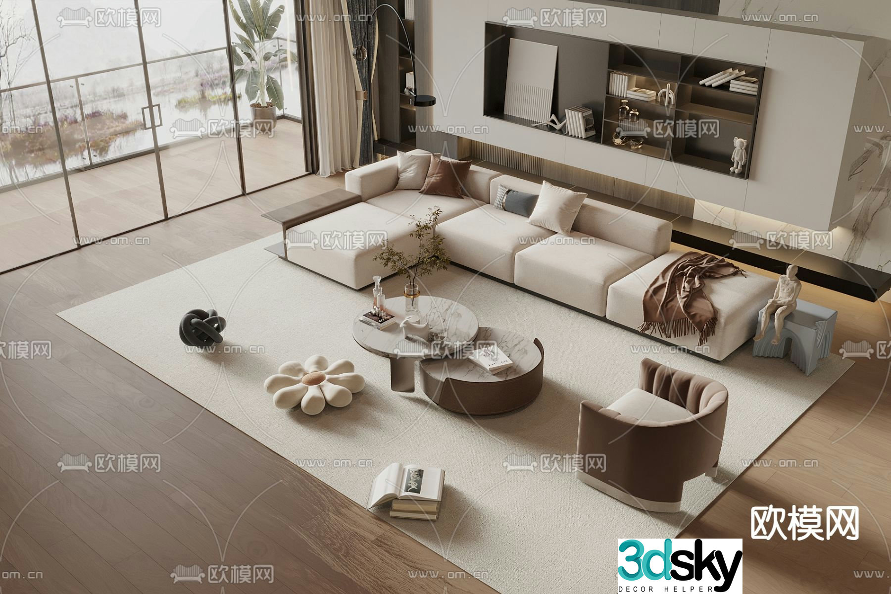 Modern living room combination sofa 3d model
