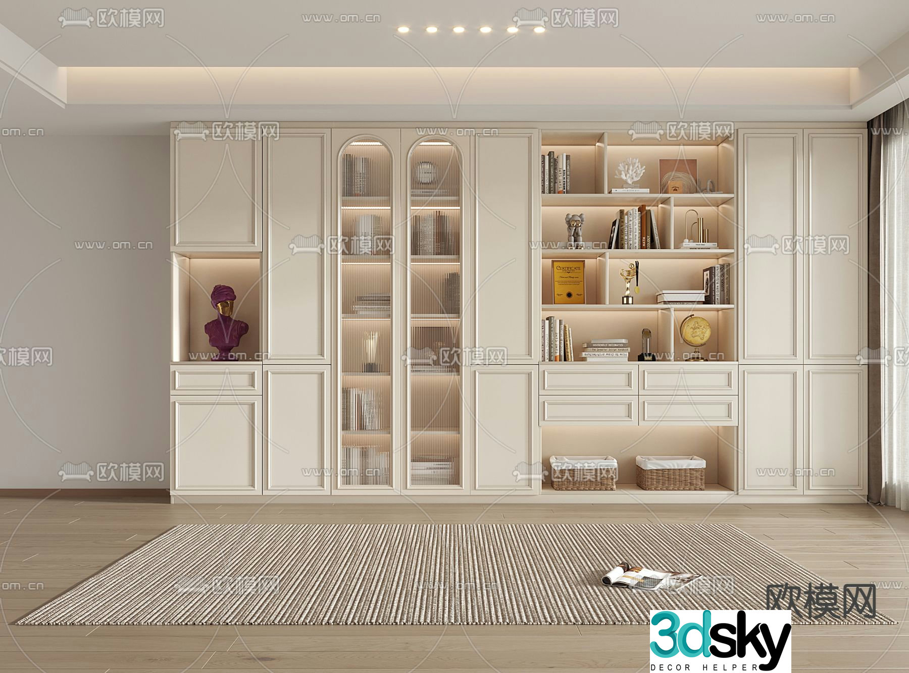 French bookcase decorative cabinet 3d model