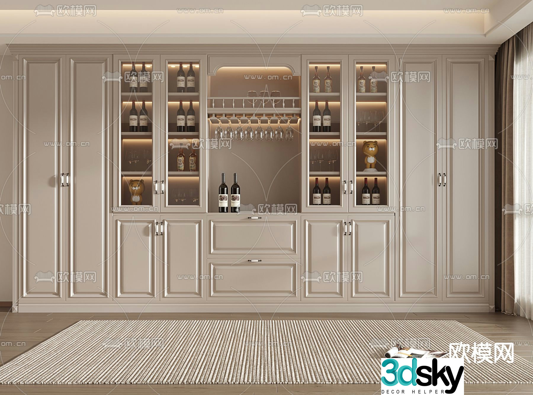 Jianou wine cabinet red wine cabinet 3D model