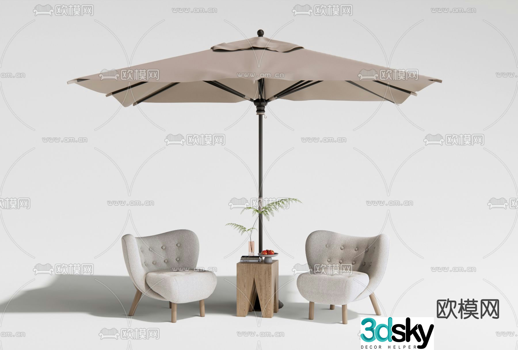 Outdoor sofa parasol 3d model