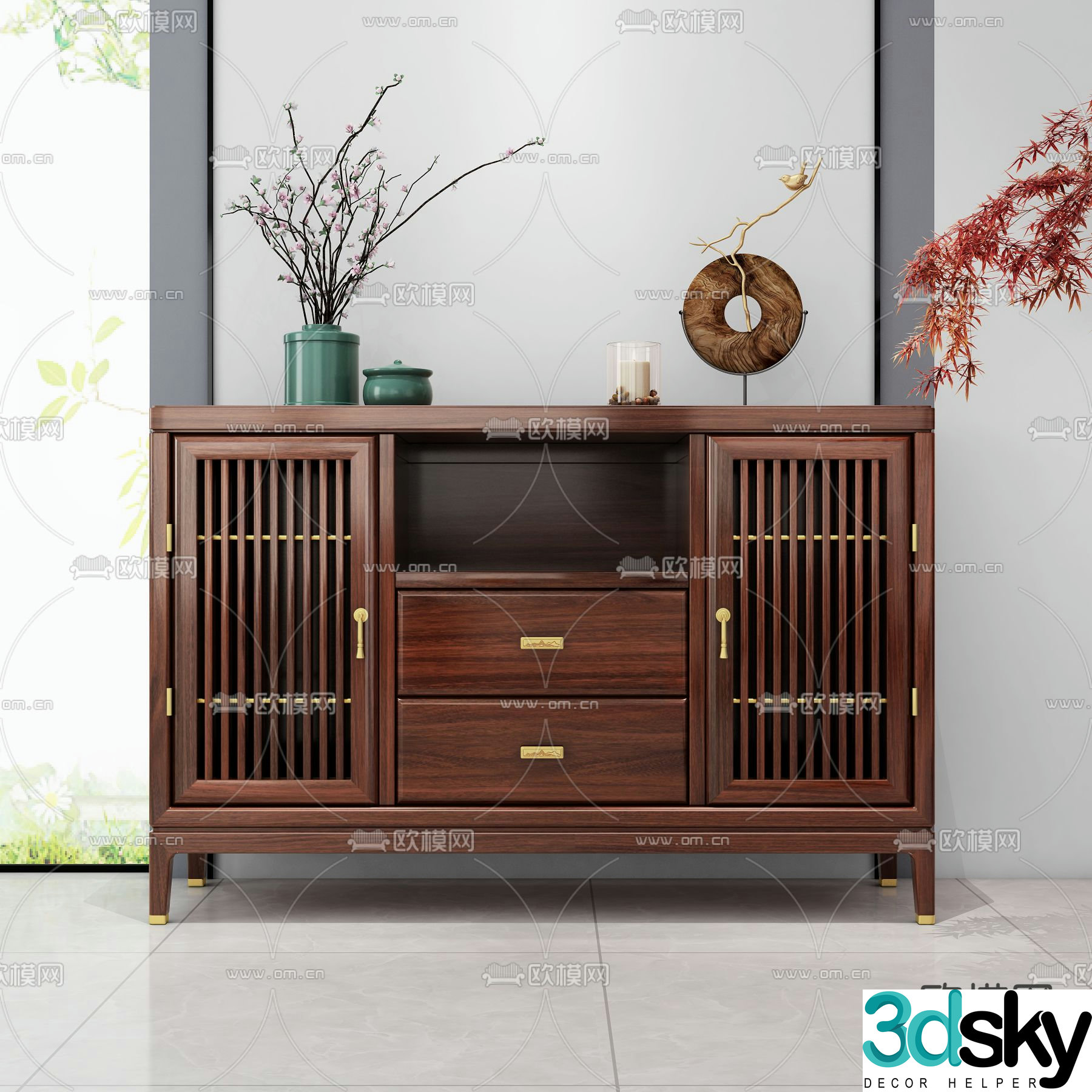 Chinese sideboard entrance cabinet end view cabinet 3D model