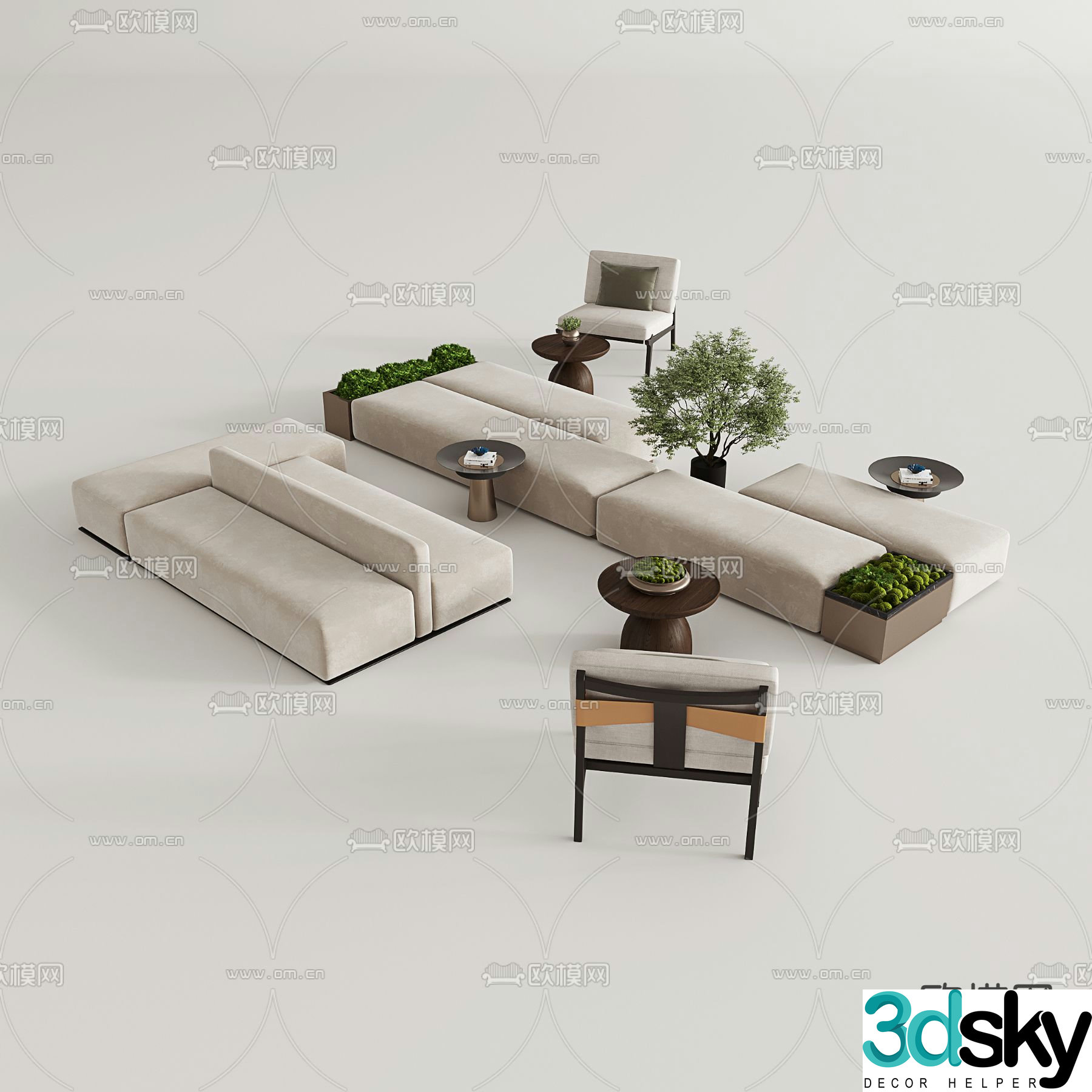Office sofa lobby sofa public sofa 3d model