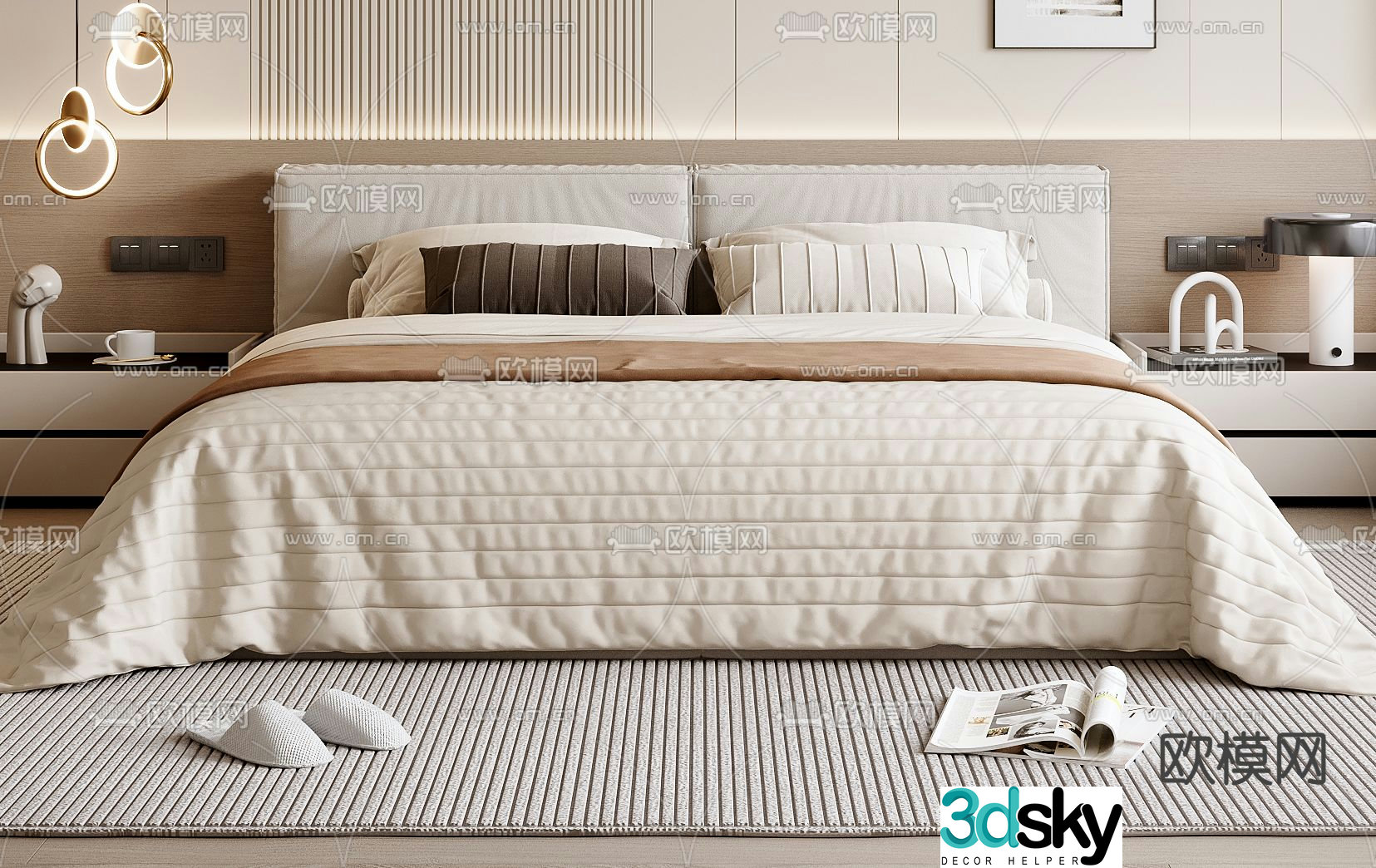 Modern double bed 3d model