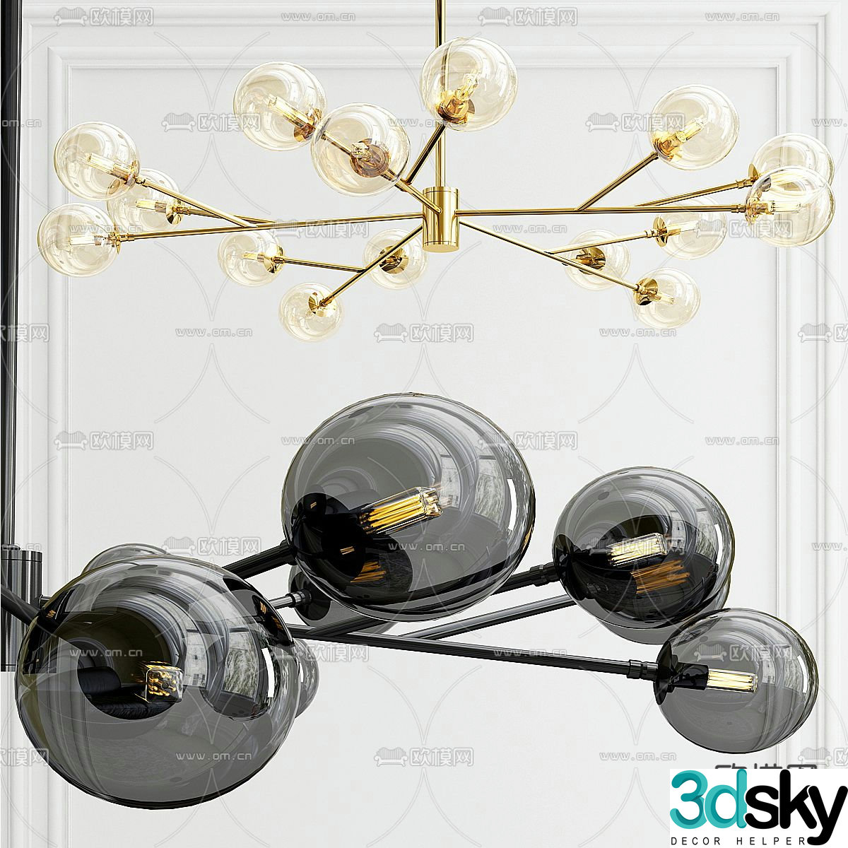 Light luxury chandelier hall chandelier 3d model