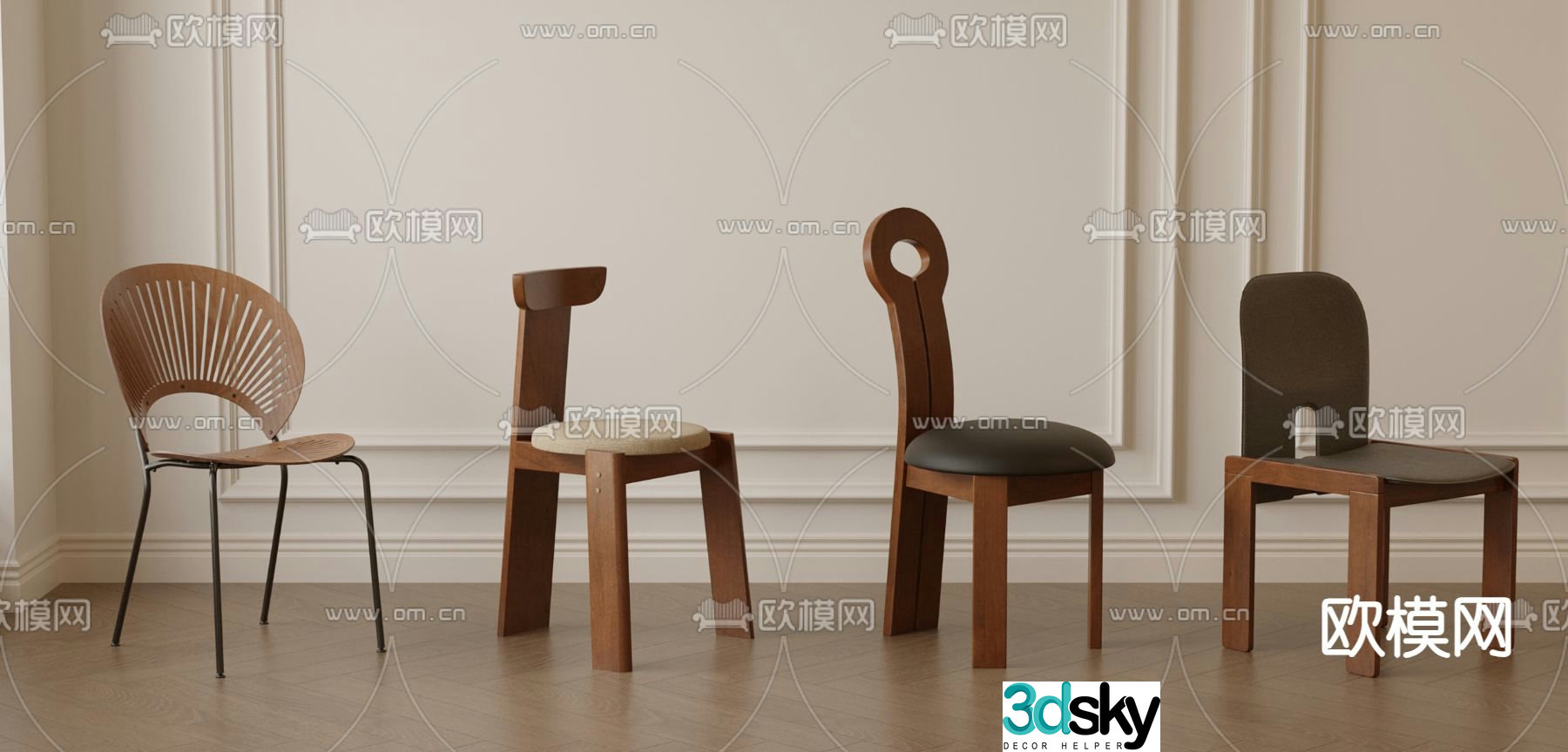 Medieval style chair wooden chair single chair dining chair 3d model