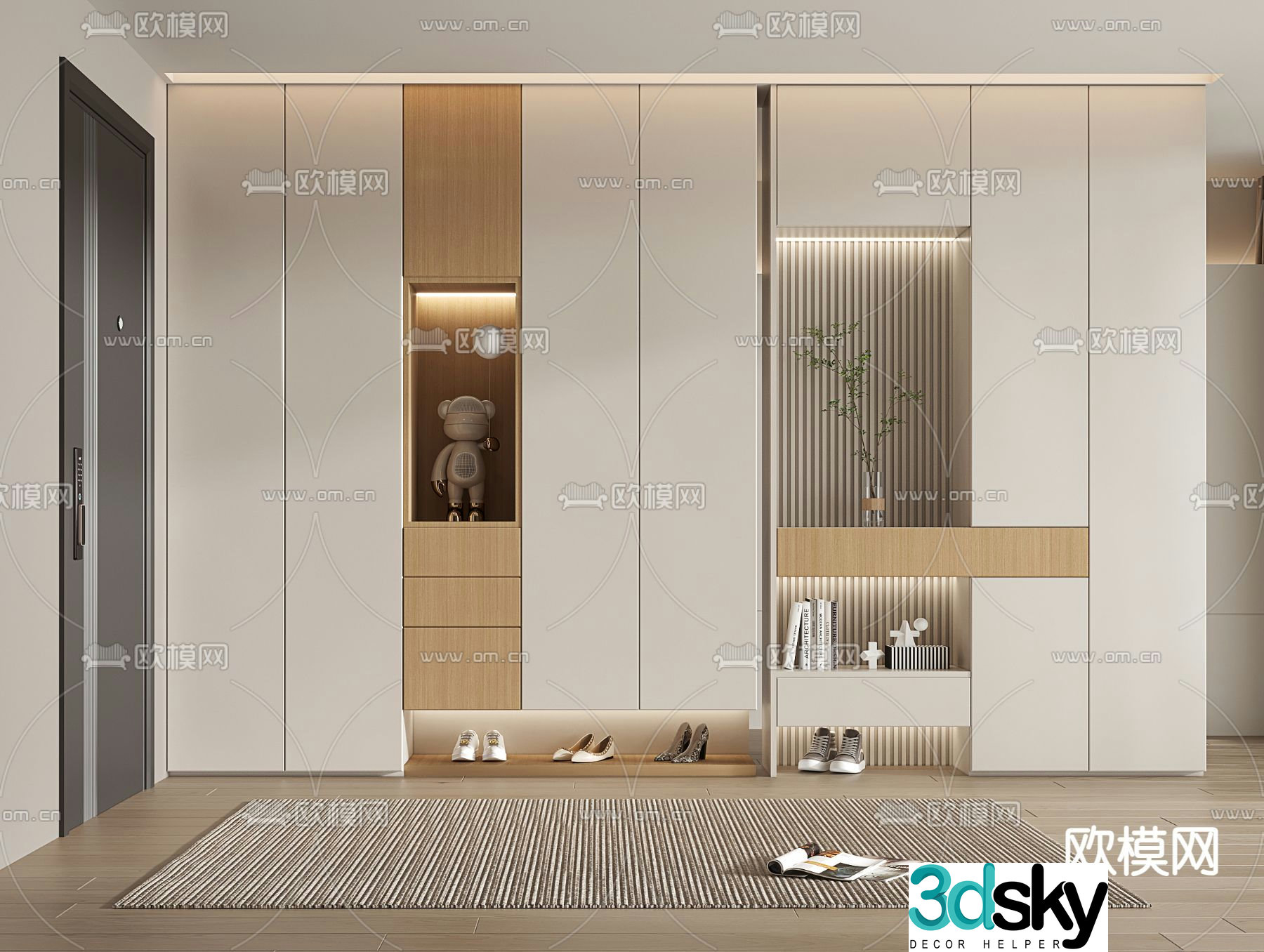 Entrance shoe cabinet partition 3d model
