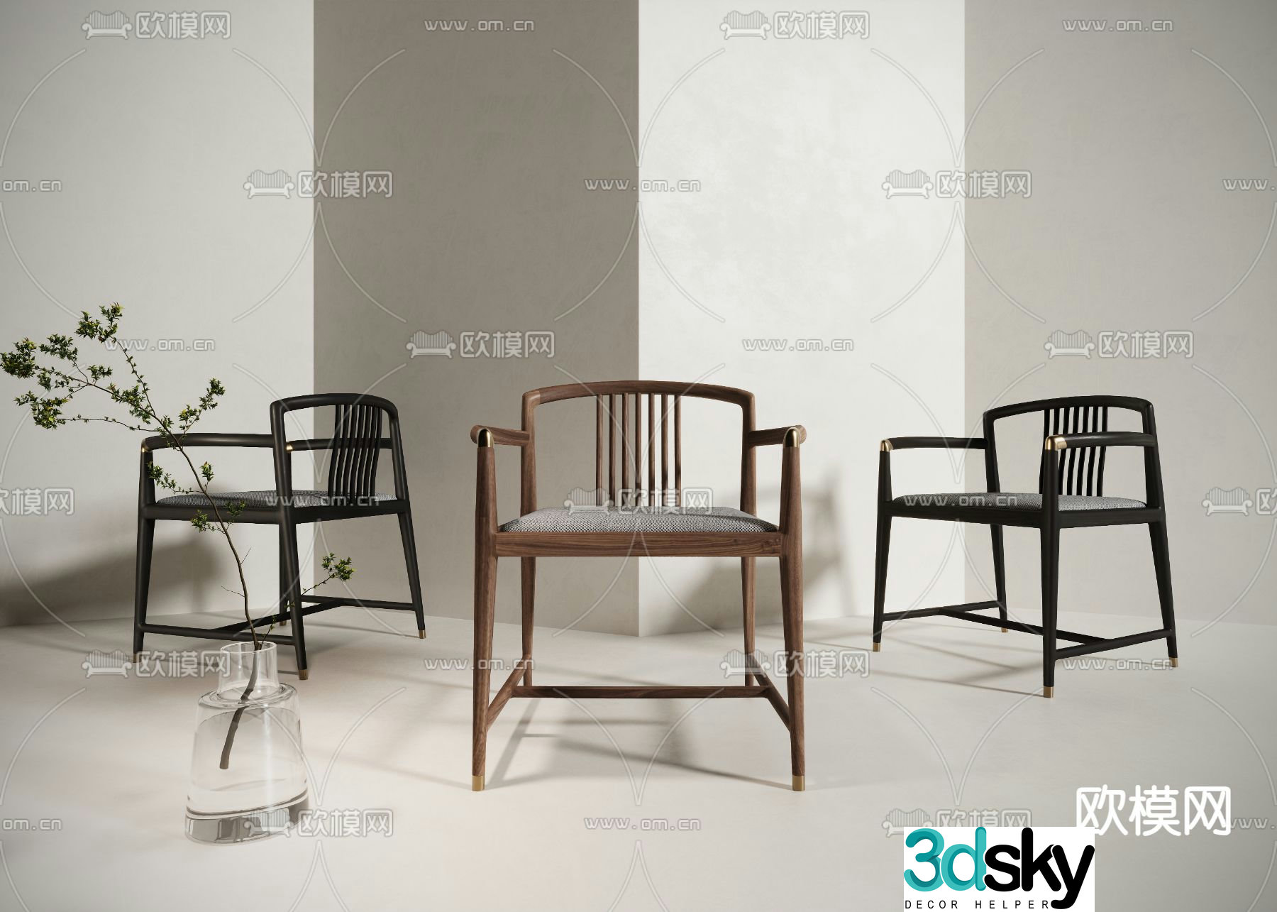 New Chinese style chair leisure chair 3d model