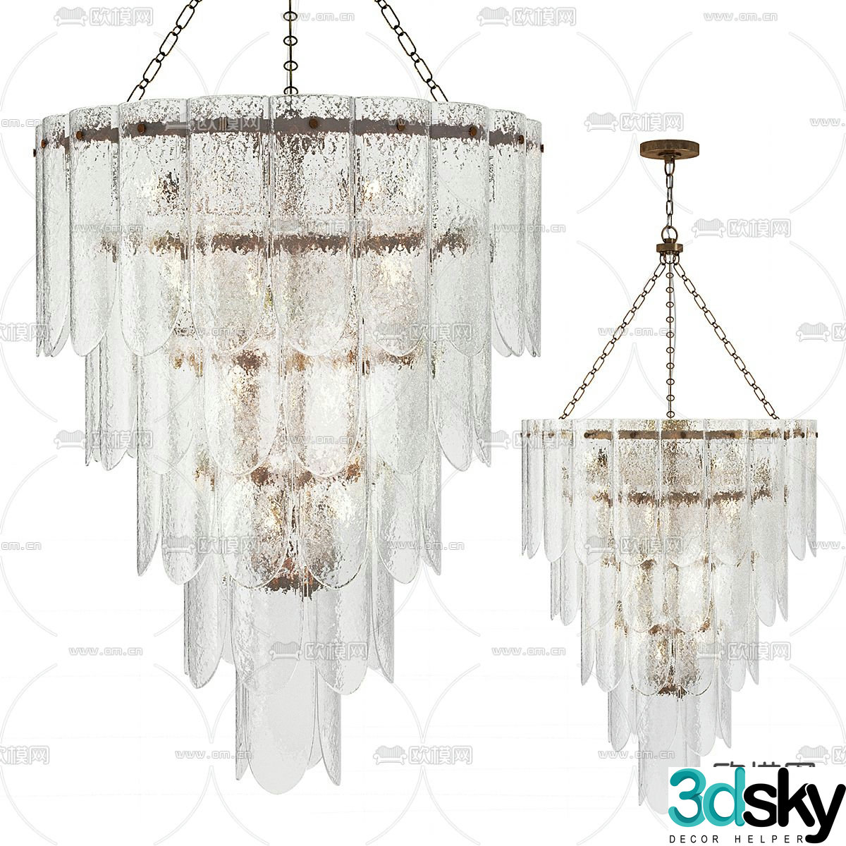 Glass chandelier lobby chandelier 3d model