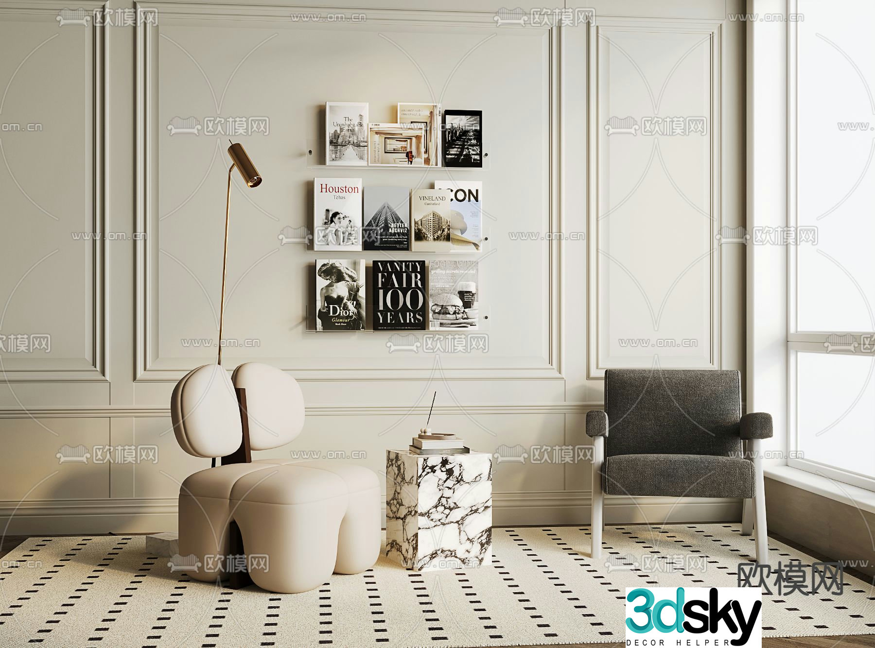 French sofa chair leisure chair 3d model