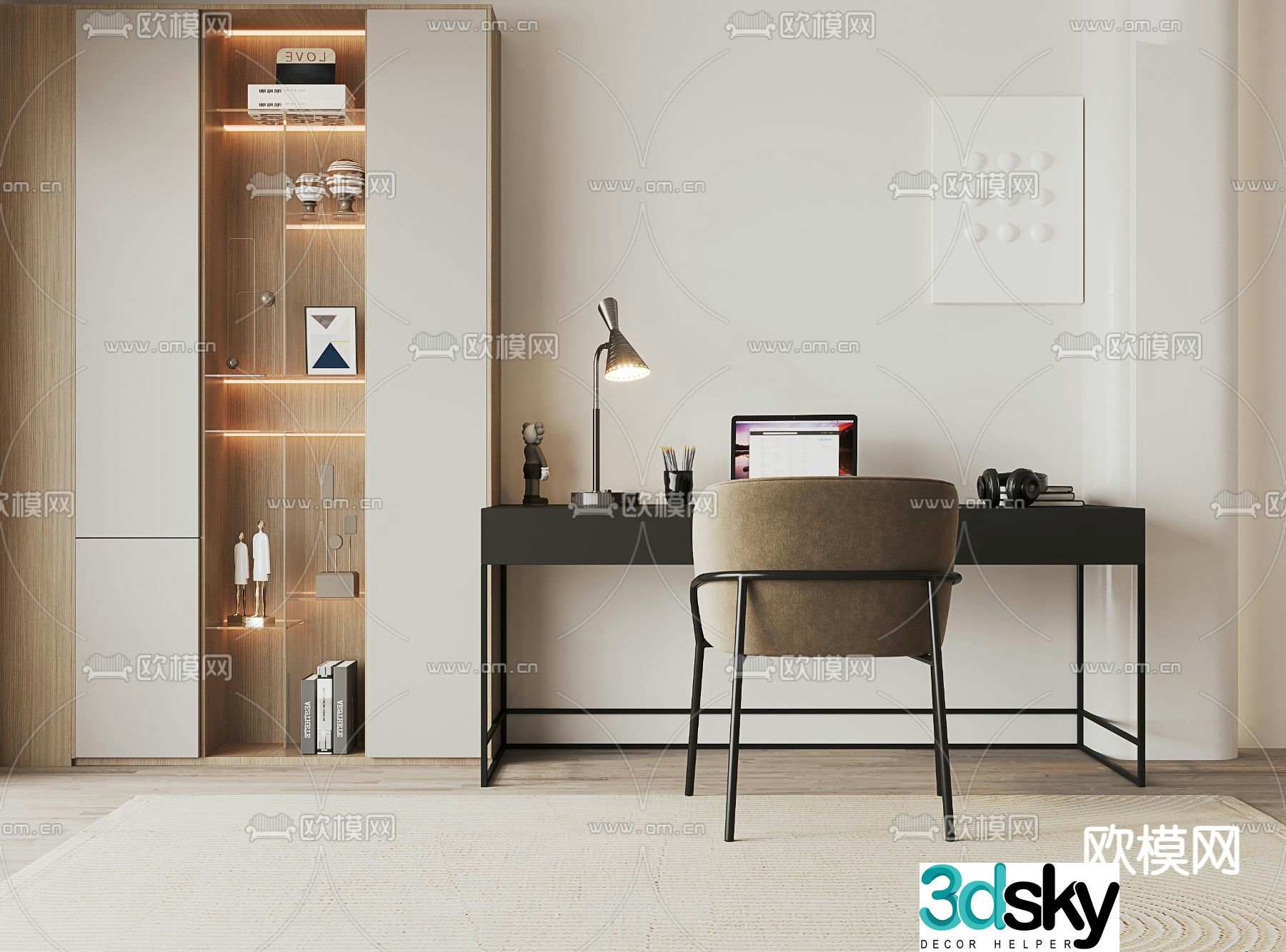 Desk computer desk writing desk decorative cabinet 3d model