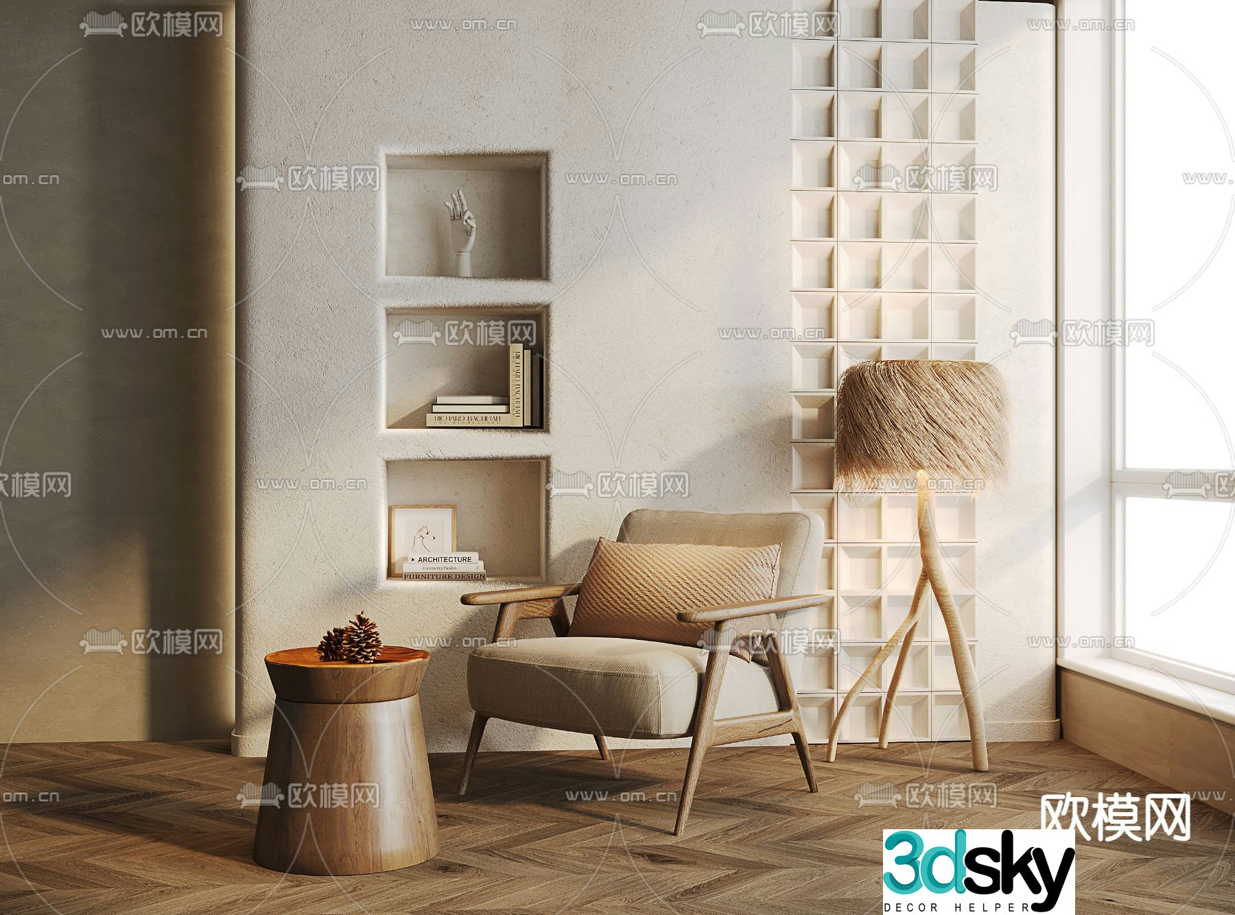 Wabi-sabi style leisure chair sofa chair 3d model