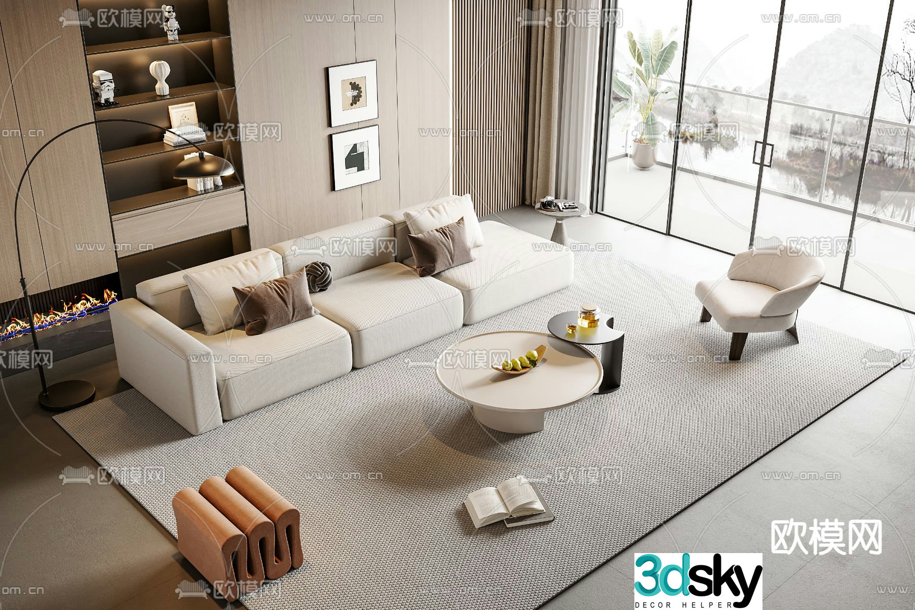 Modern sectional sofa 3d model