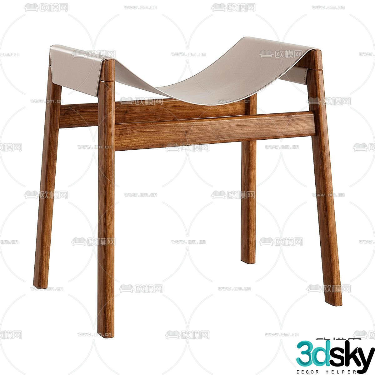 stool folding chair wooden stool 3d model