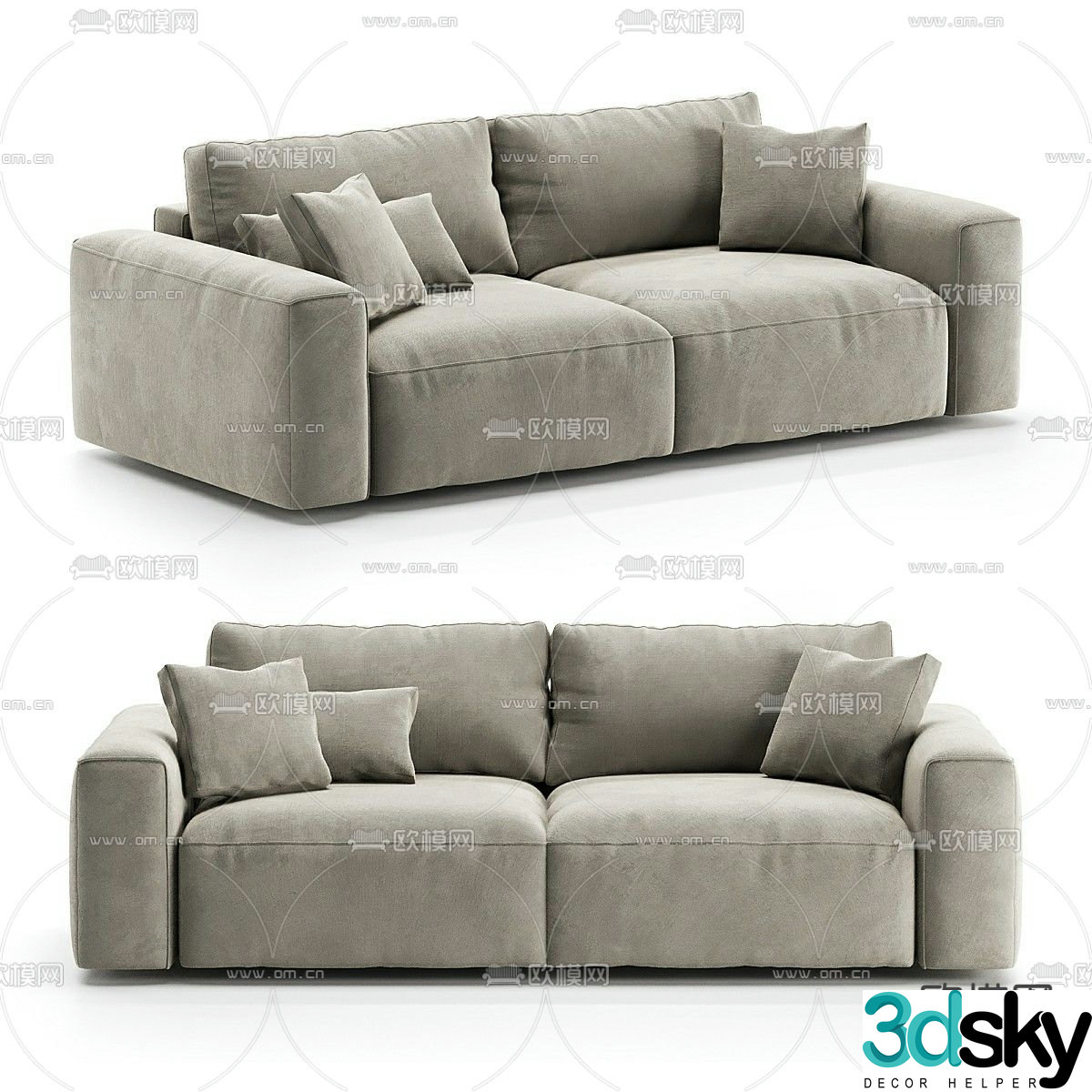 Upholstered Sofa Double Sofa 3D Model