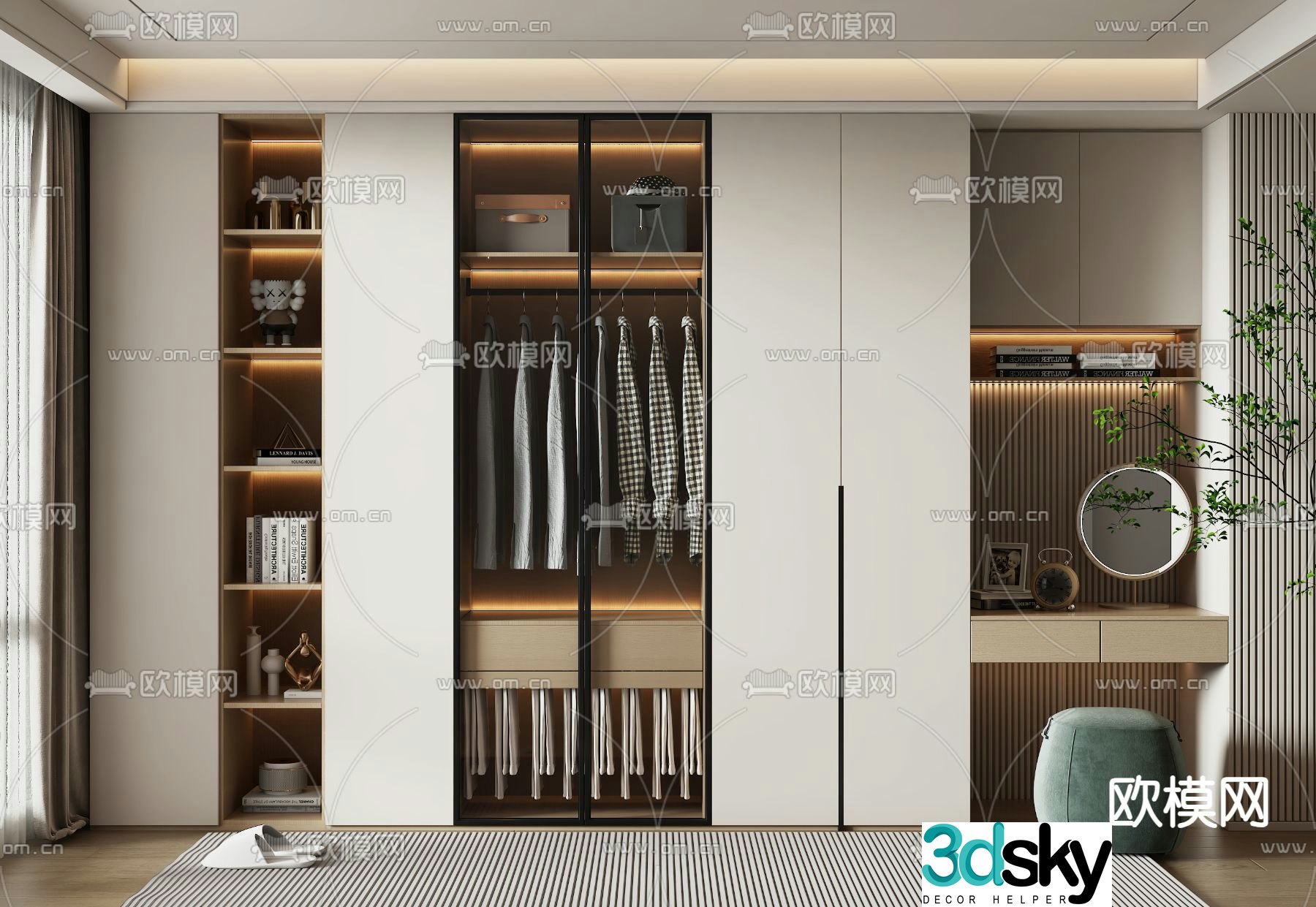 Modern wardrobe dresser integrated cabinet 3d model
