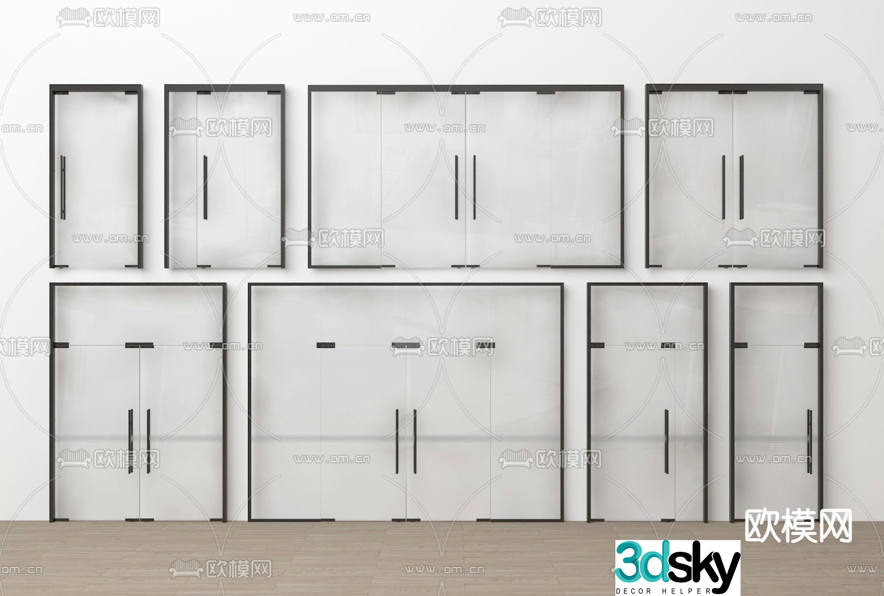 Office glass door shop door 3d model