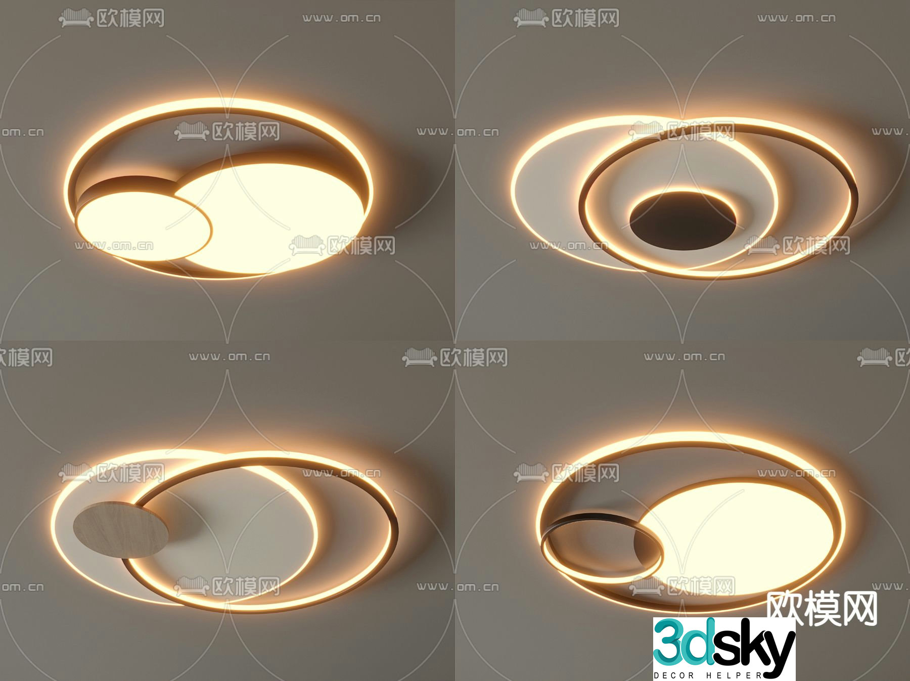 Round ceiling lamp bedroom lamp 3d model