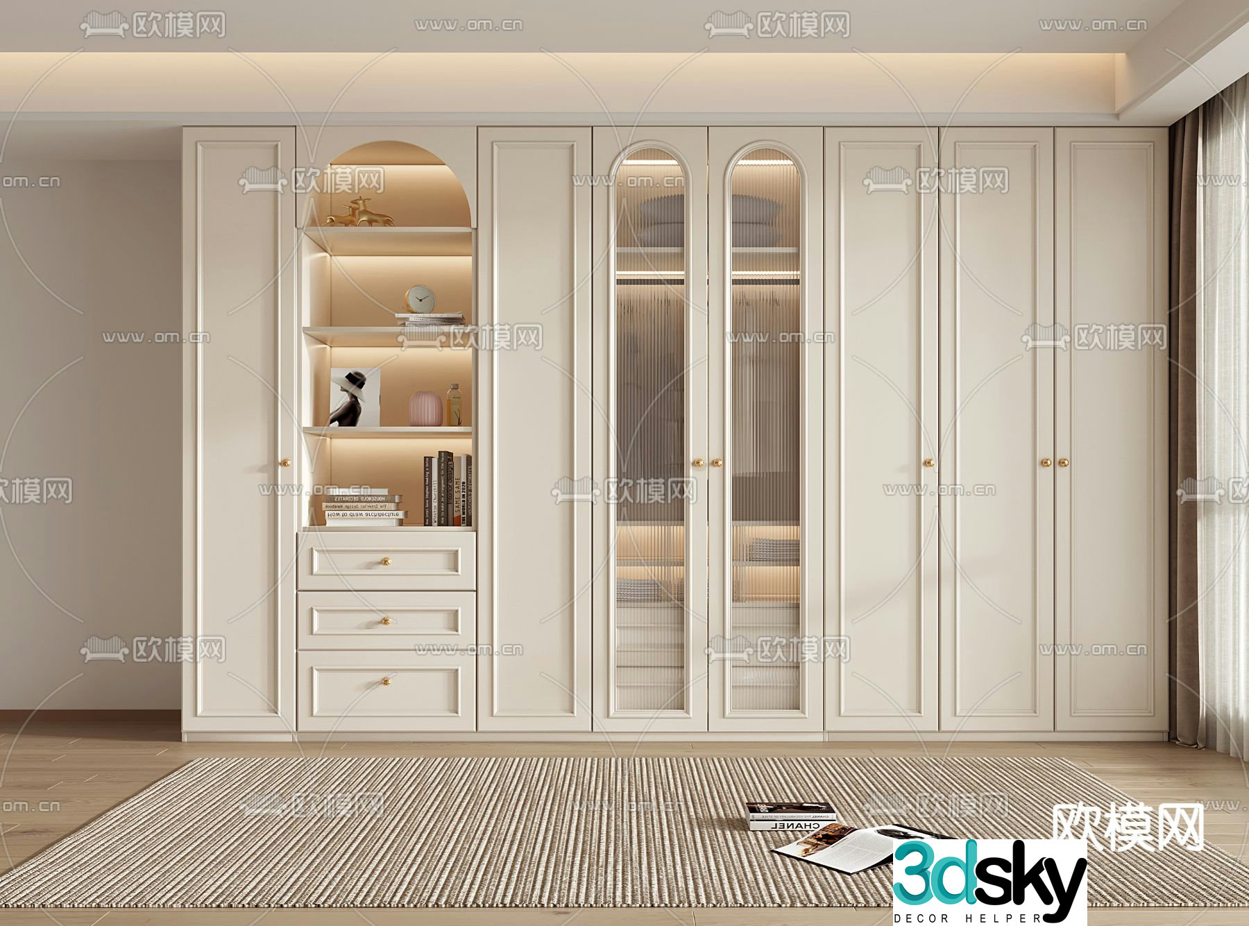 Simple European Wardrobe Wardrobe 3D model