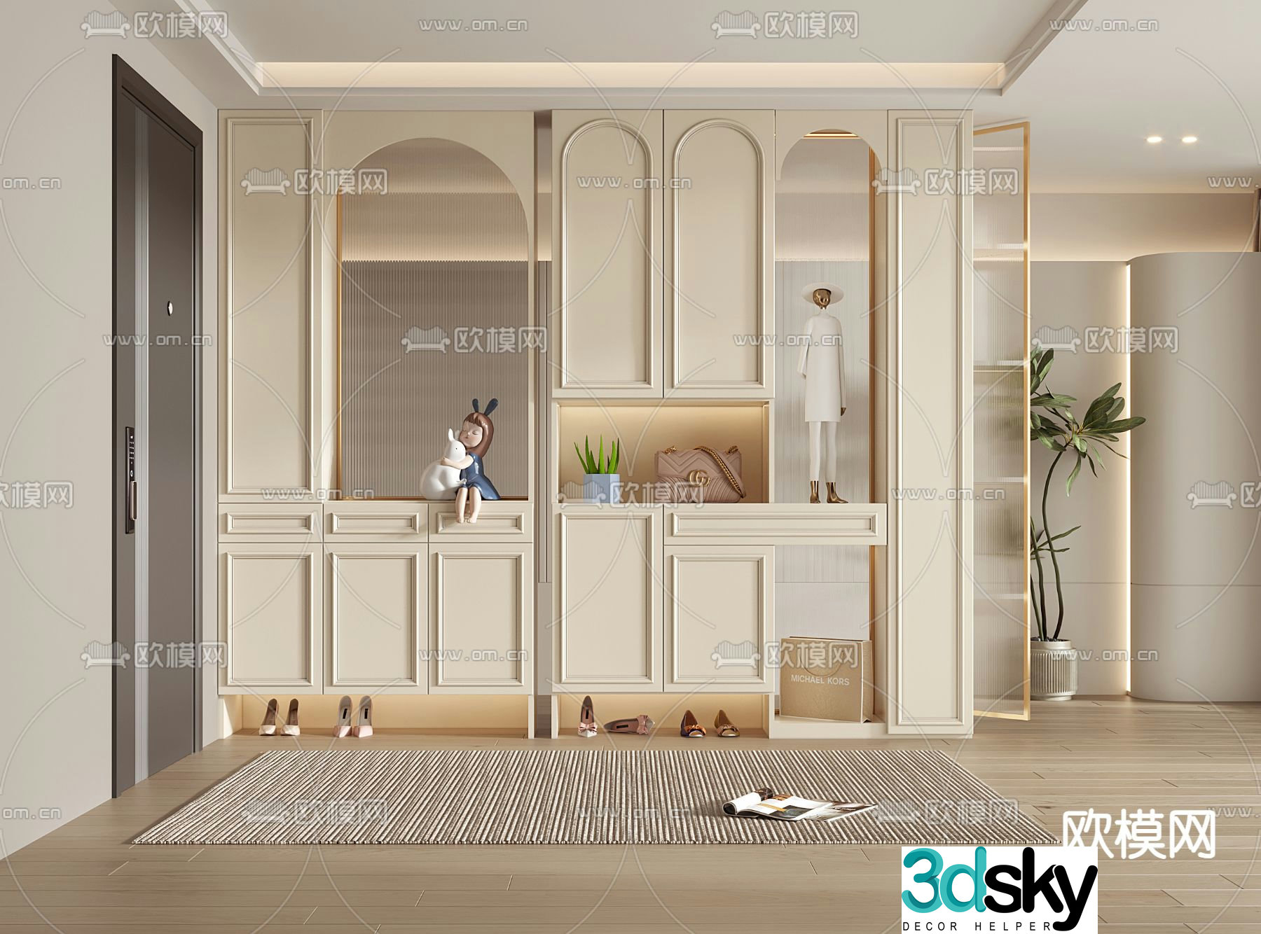 Entrance shoe cabinet partition cabinet 3d model