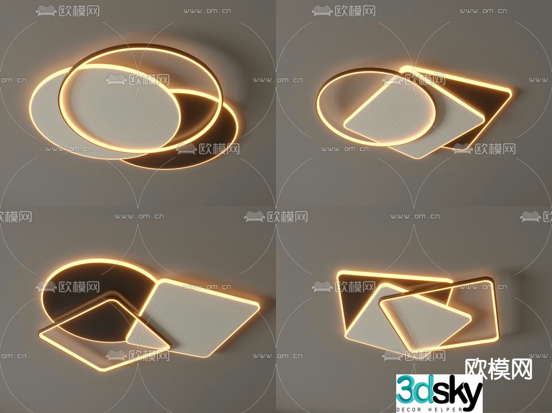 Geometric ceiling lamp bedroom lamp 3d model