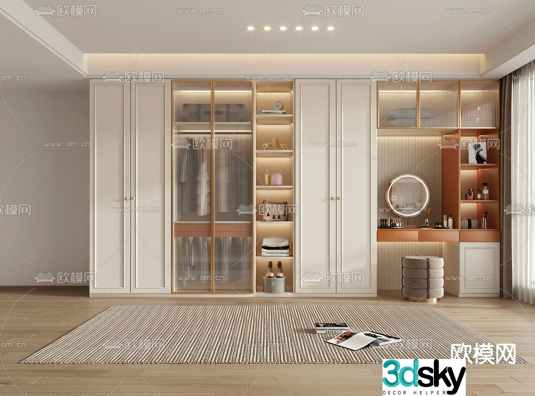 Simple European wardrobe wardrobe dresser 3d model