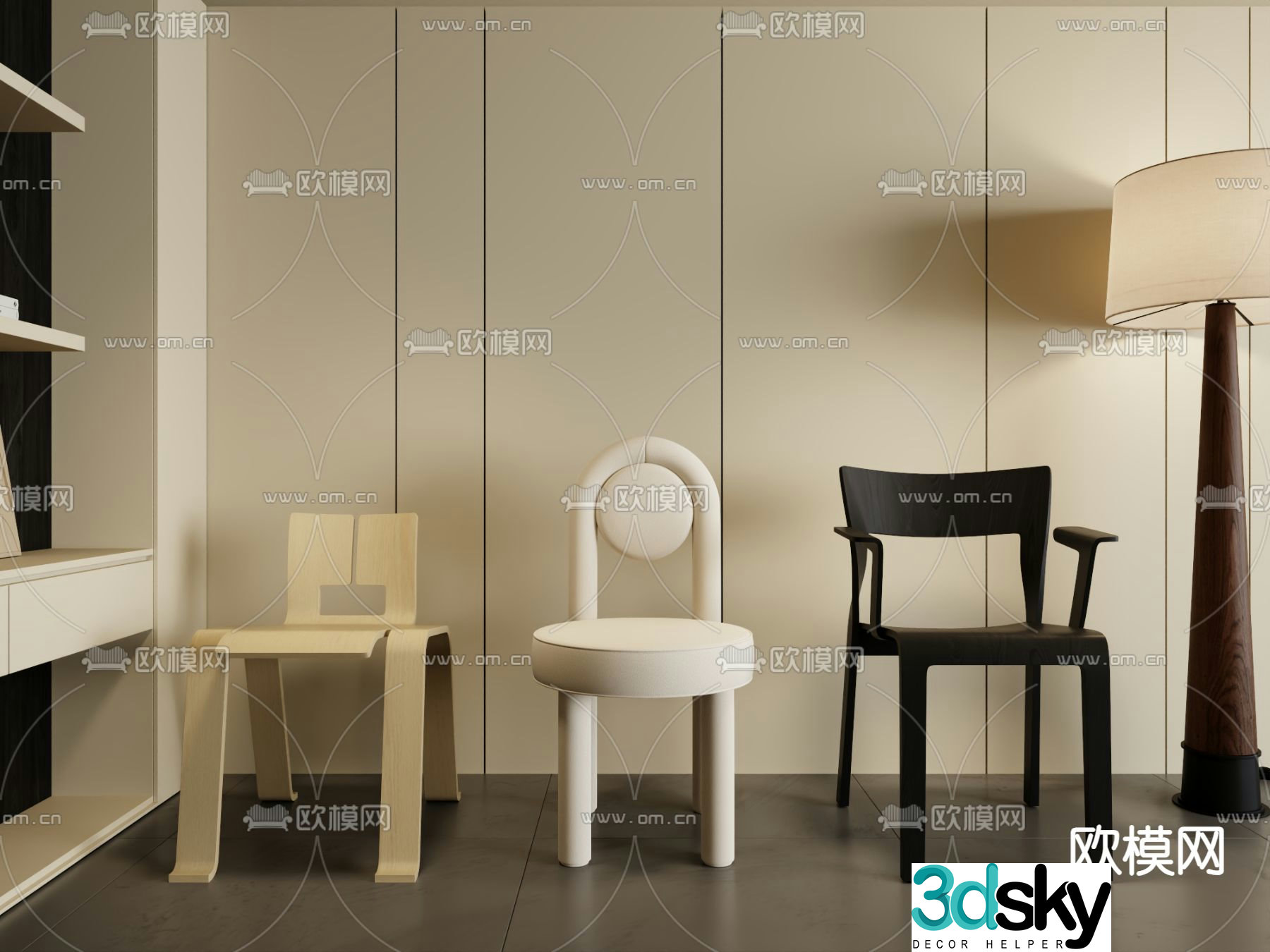 Wabi-sabi chair dining chair 3d model