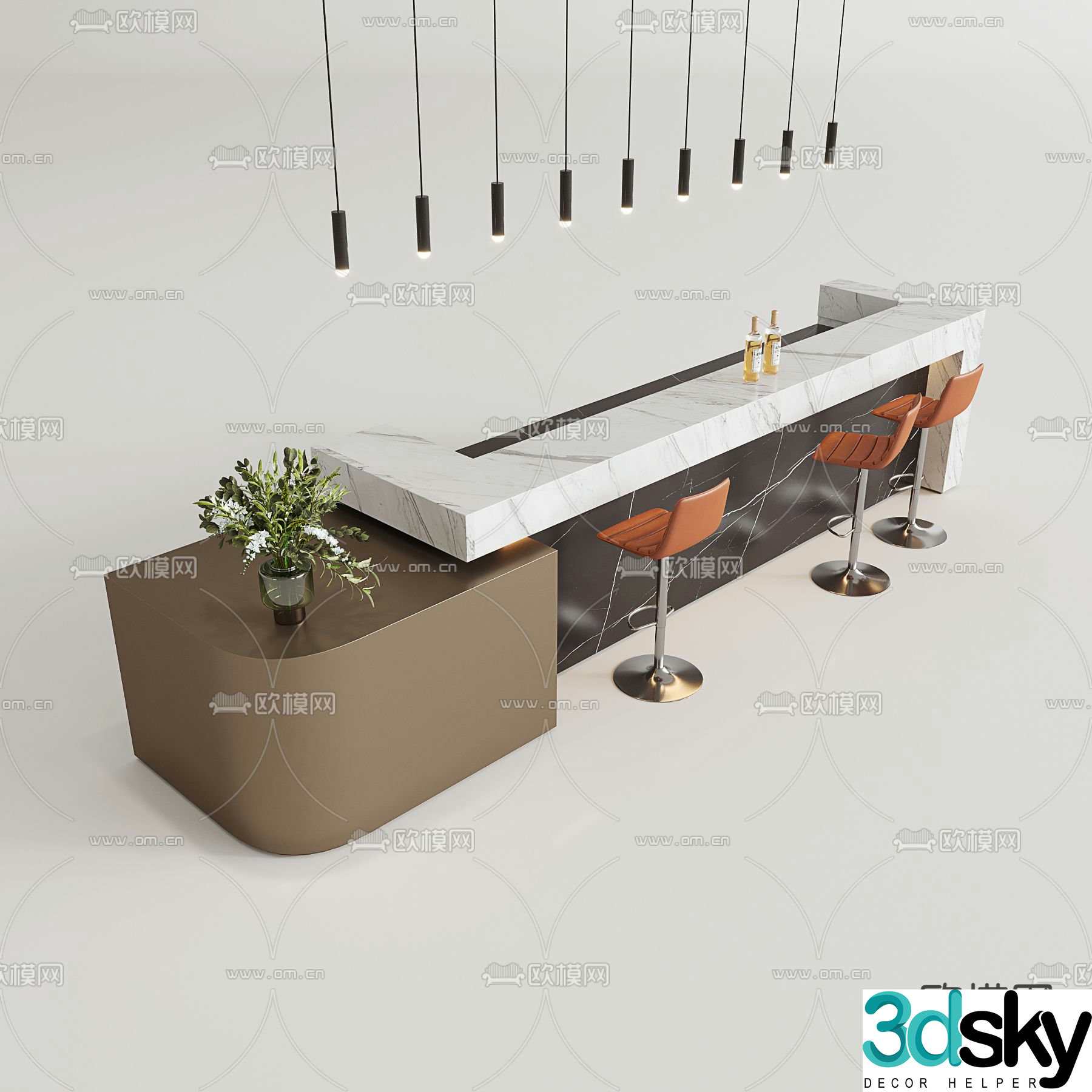 Modern service desk bar water bar 3d model